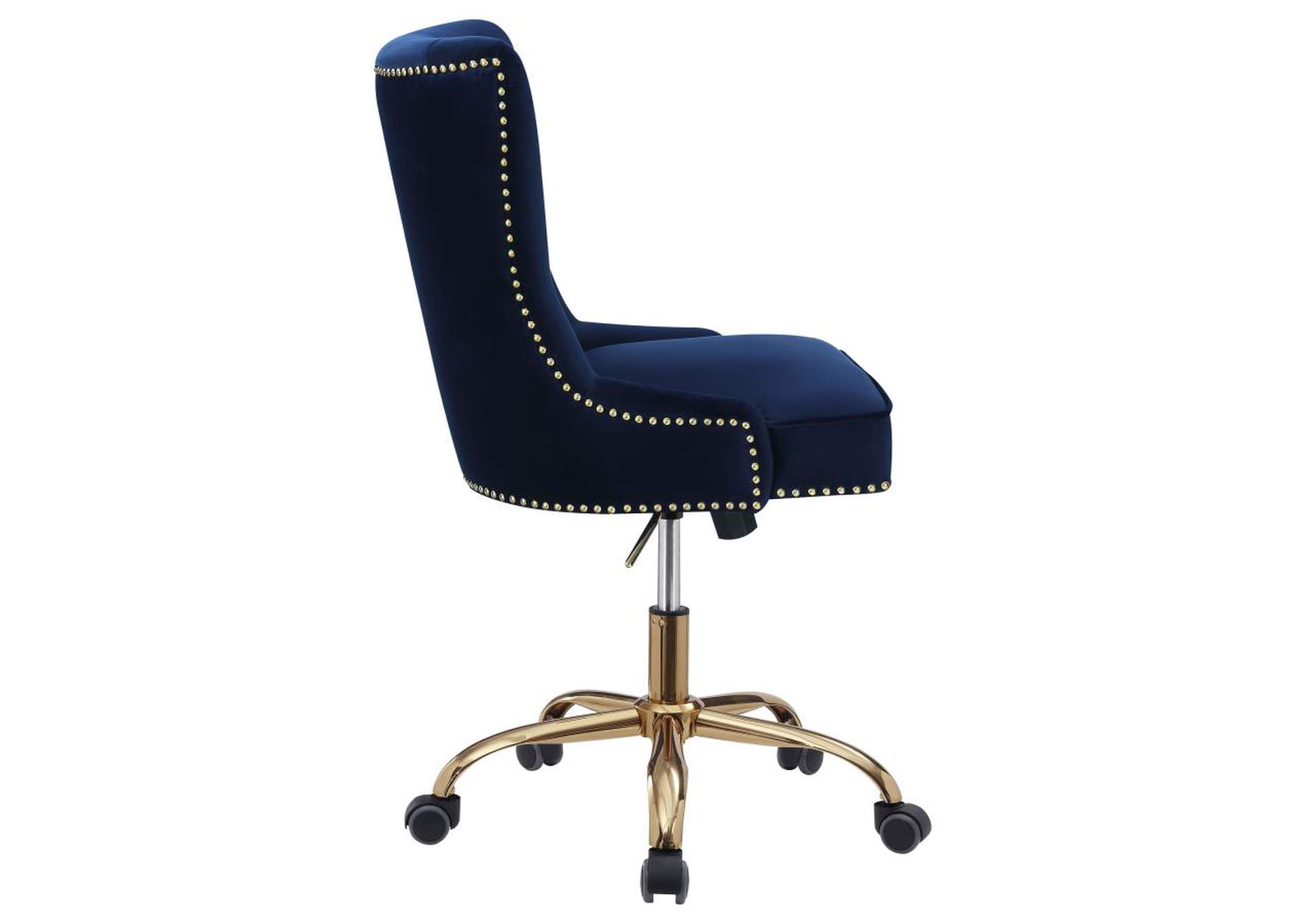 Bowie Upholstered Office Chair with Nailhead Blue and Brass,Coaster Furniture