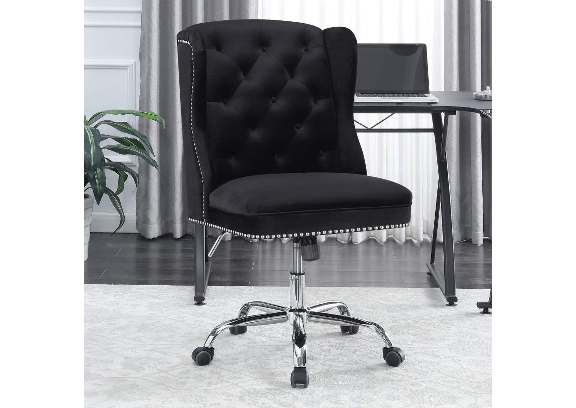 Julius Upholstered Tufted Office Chair Black And Chrome,Coaster Furniture