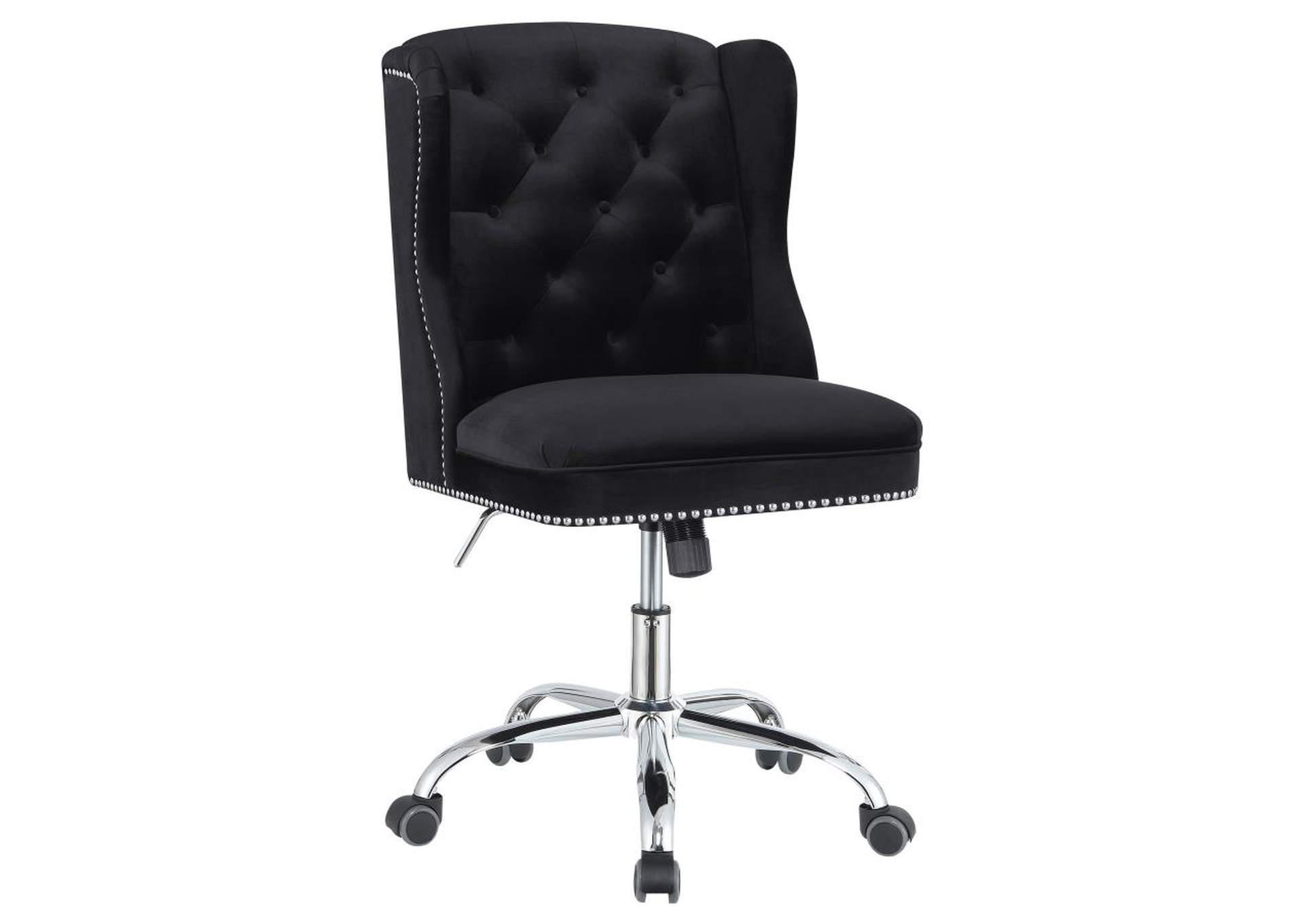 Julius Upholstered Tufted Office Chair Black and Chrome,Coaster Furniture