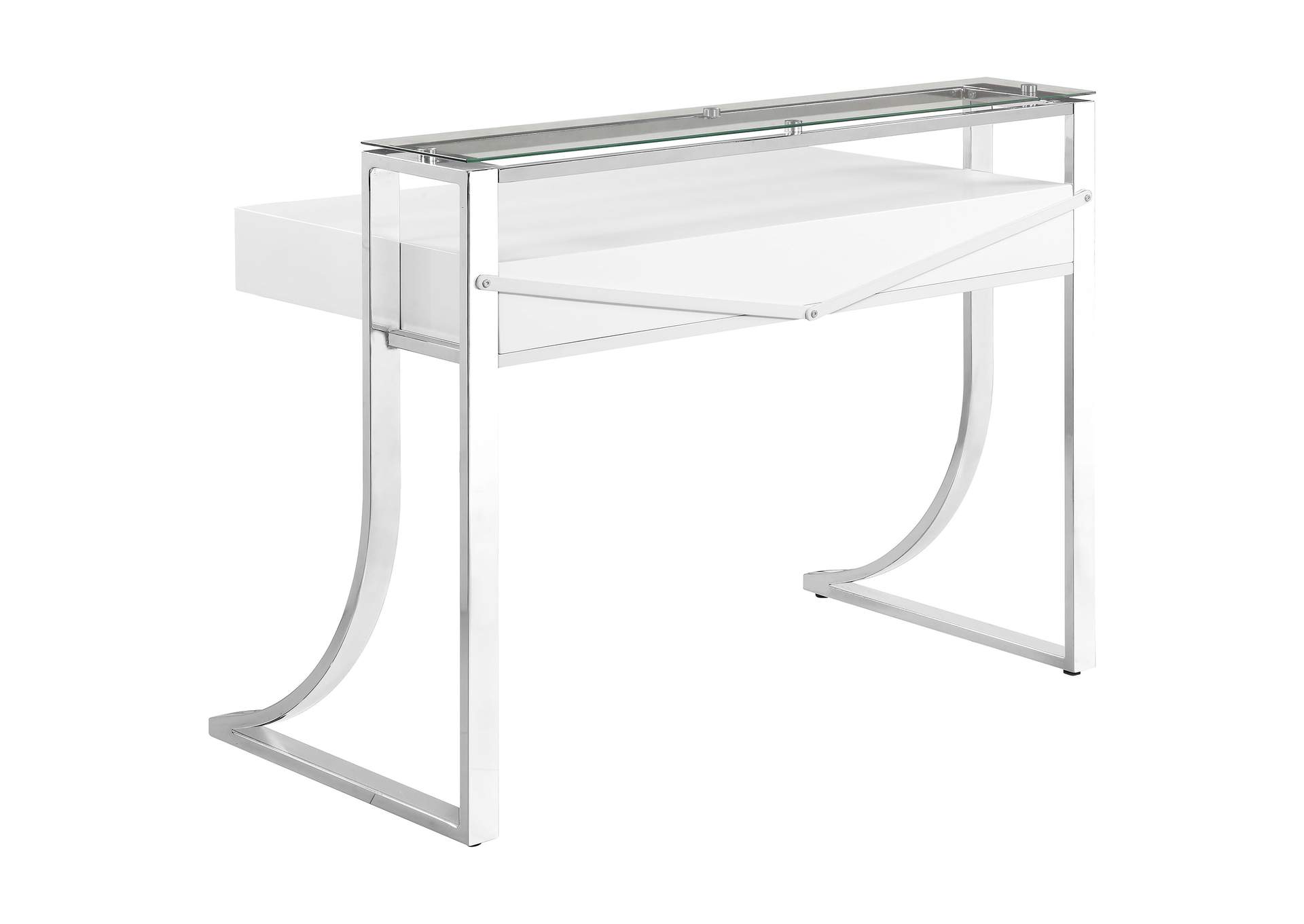 Gemma 2-drawer Writing Desk Glossy White and Chrome,Coaster Furniture