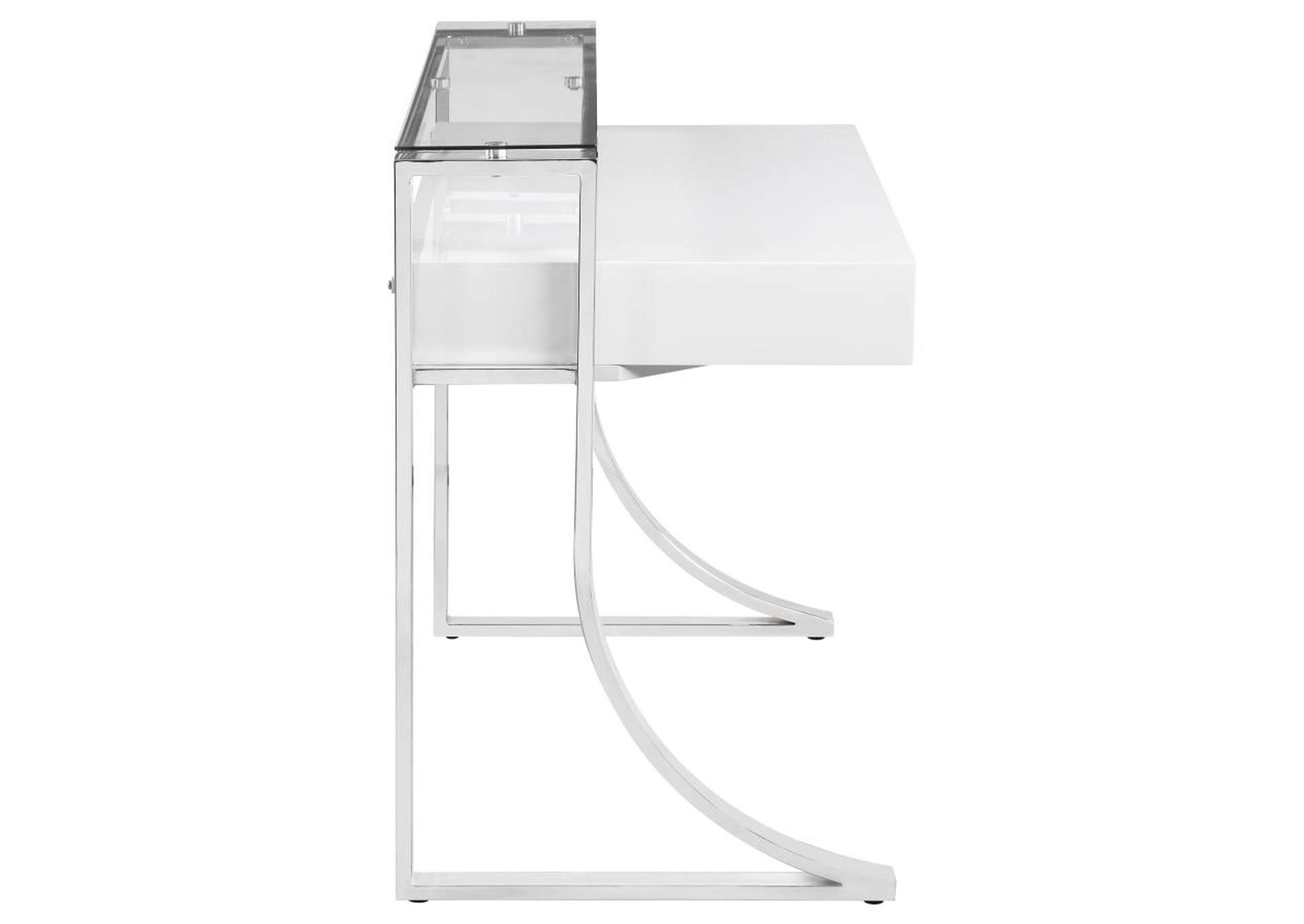 Gemma 2-Drawer Writing Desk Glossy White And Chrome,Coaster Furniture