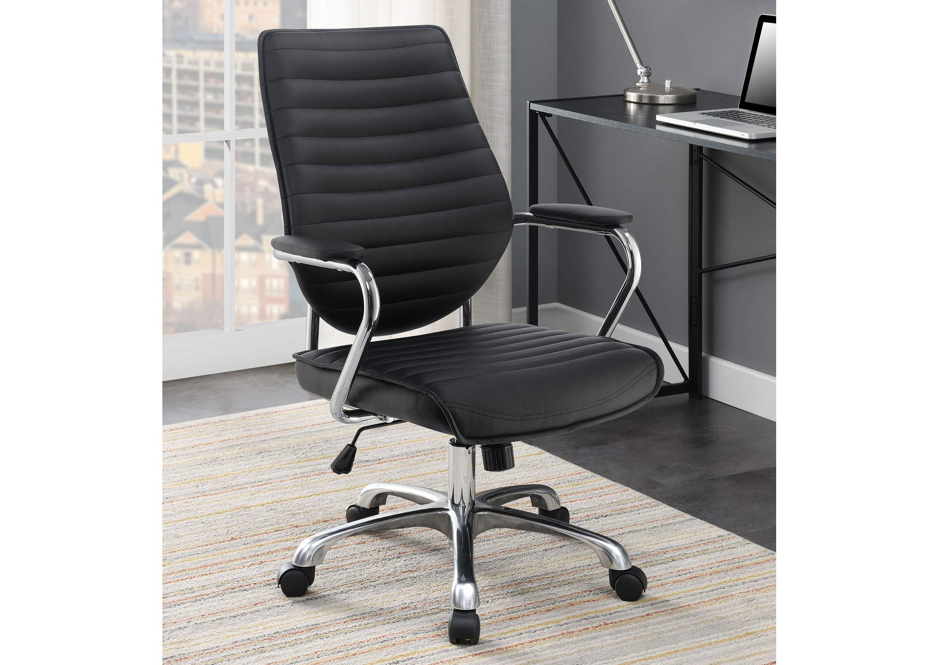 Chase High Back Office Chair Black and Chrome,Coaster Furniture