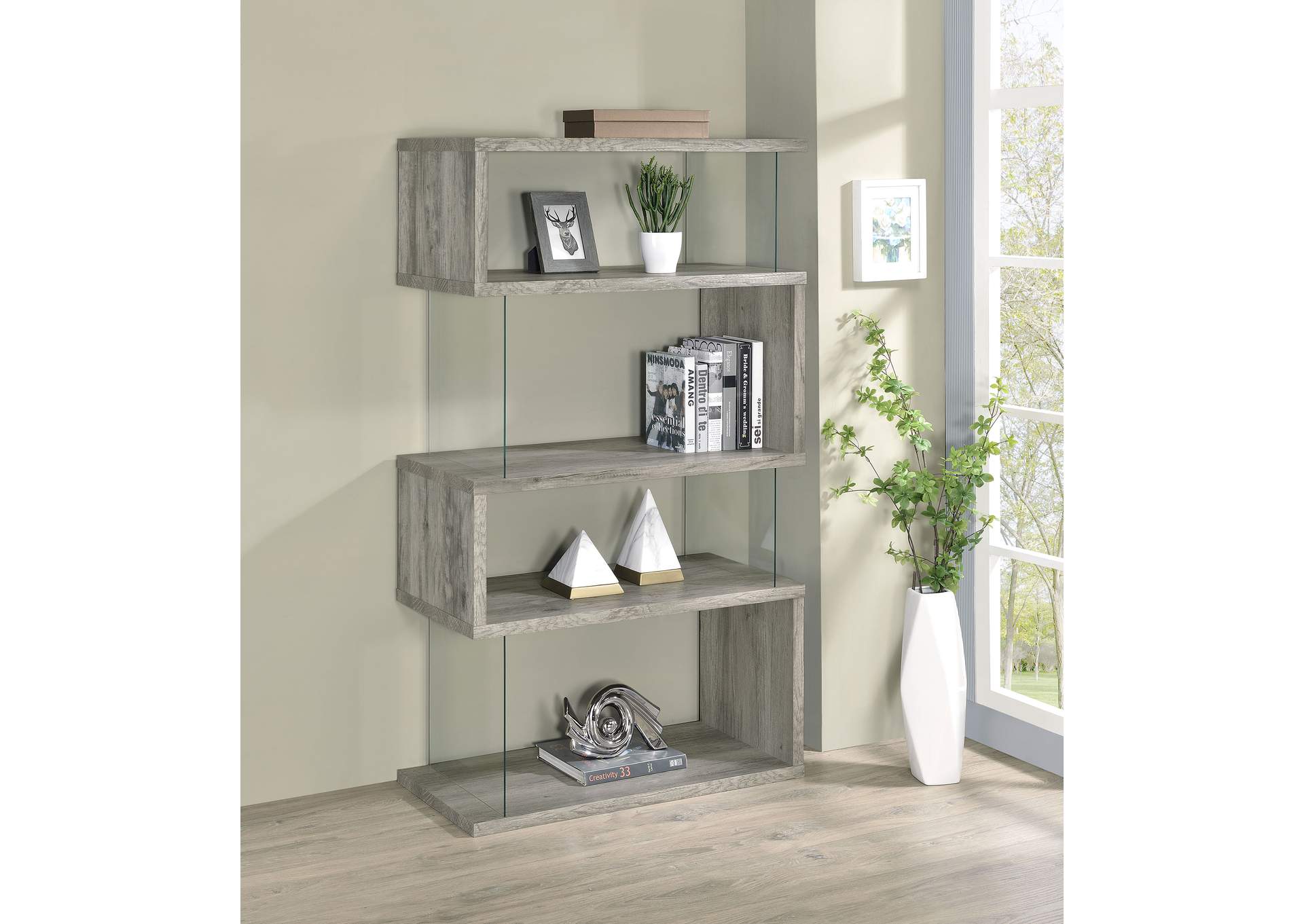 Emelle 4-shelf Bookcase with Glass Panels,Coaster Furniture