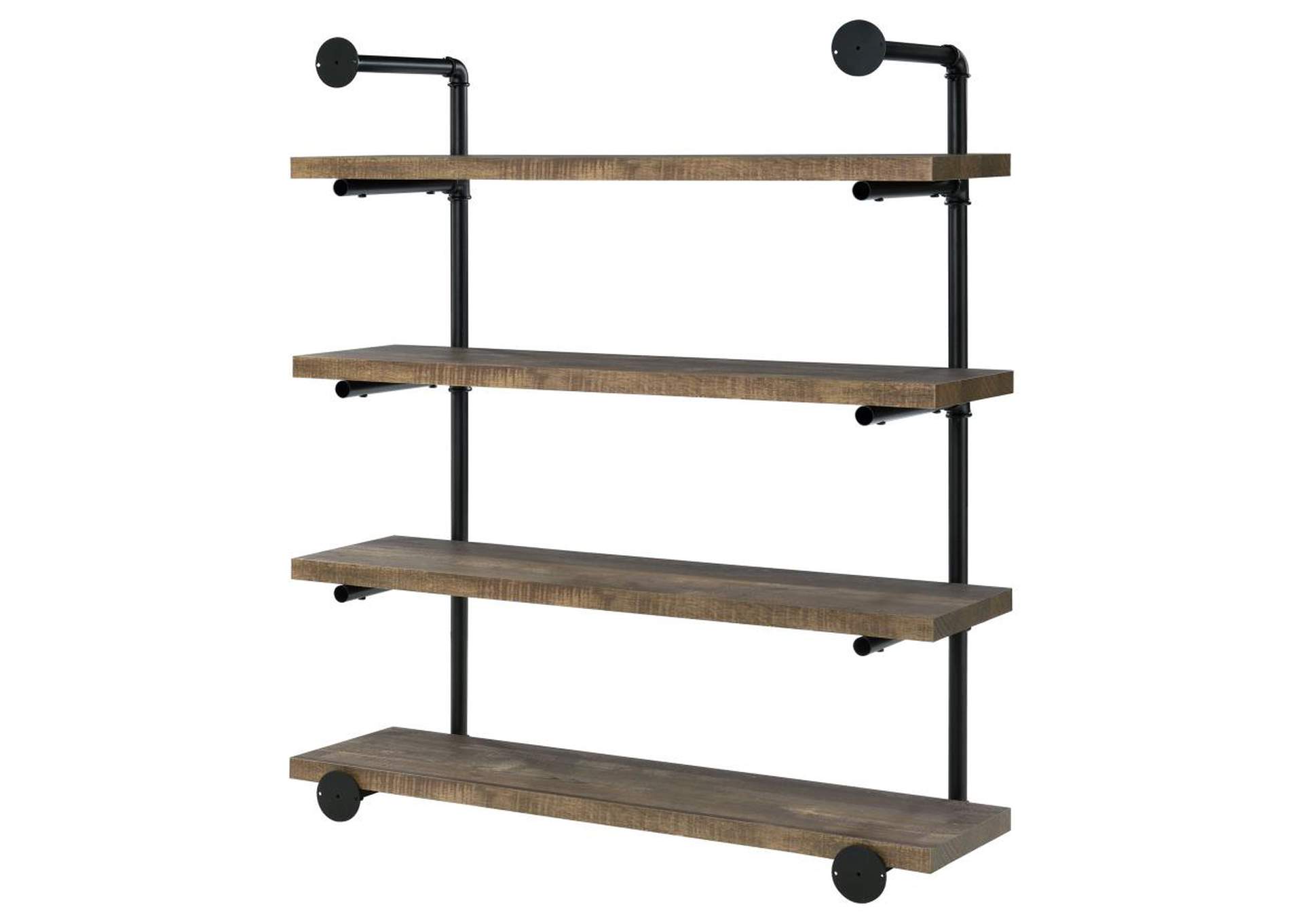 Elmcrest 40-inch Wall Shelf Black and Rustic Oak,Coaster Furniture
