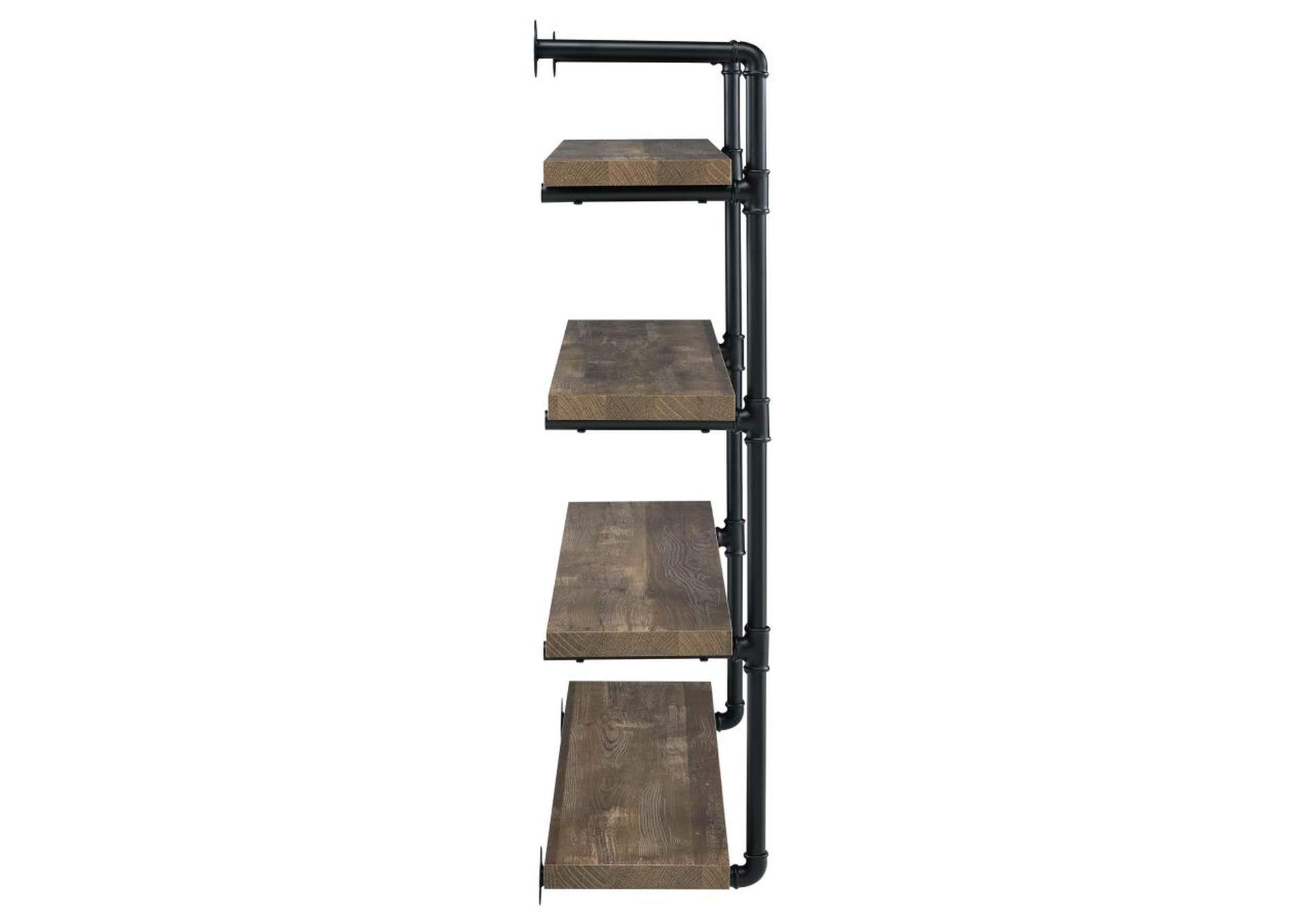 Elmcrest 40-inch Wall Shelf Black and Rustic Oak,Coaster Furniture
