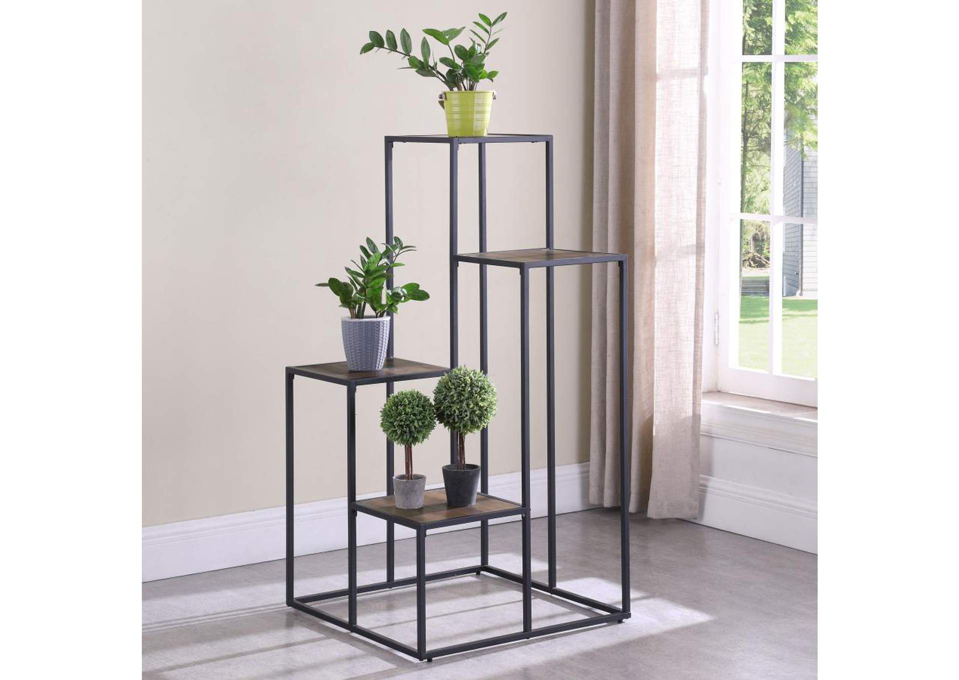 4-tier Display Shelf Rustic Brown and Black,Coaster Furniture