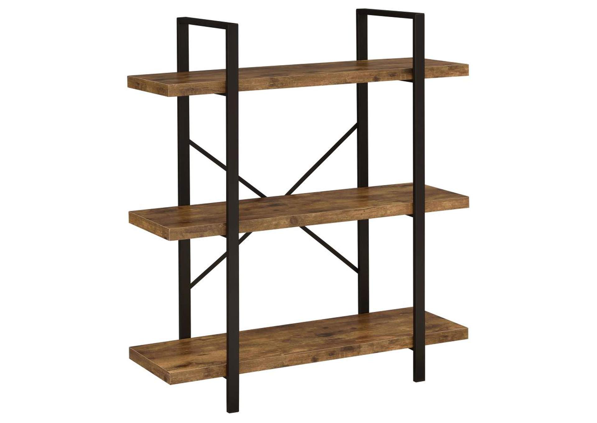 Cole 3Shelf Bookcase Antique Nutmeg And Black Coco Furniture Galleries