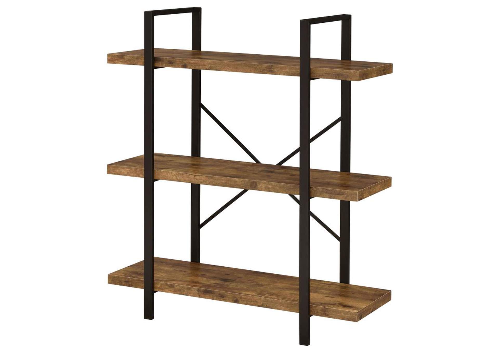 Cole 3Shelf Bookcase Antique Nutmeg And Black Coco Furniture Galleries