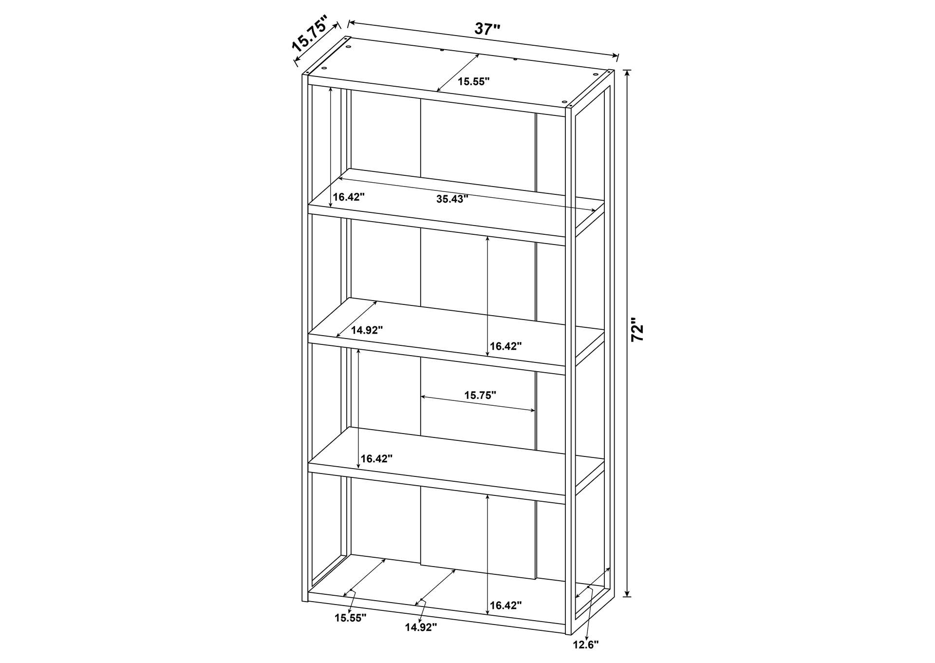 Loomis 4-shelf Bookcase Whitewashed Grey,Coaster Furniture