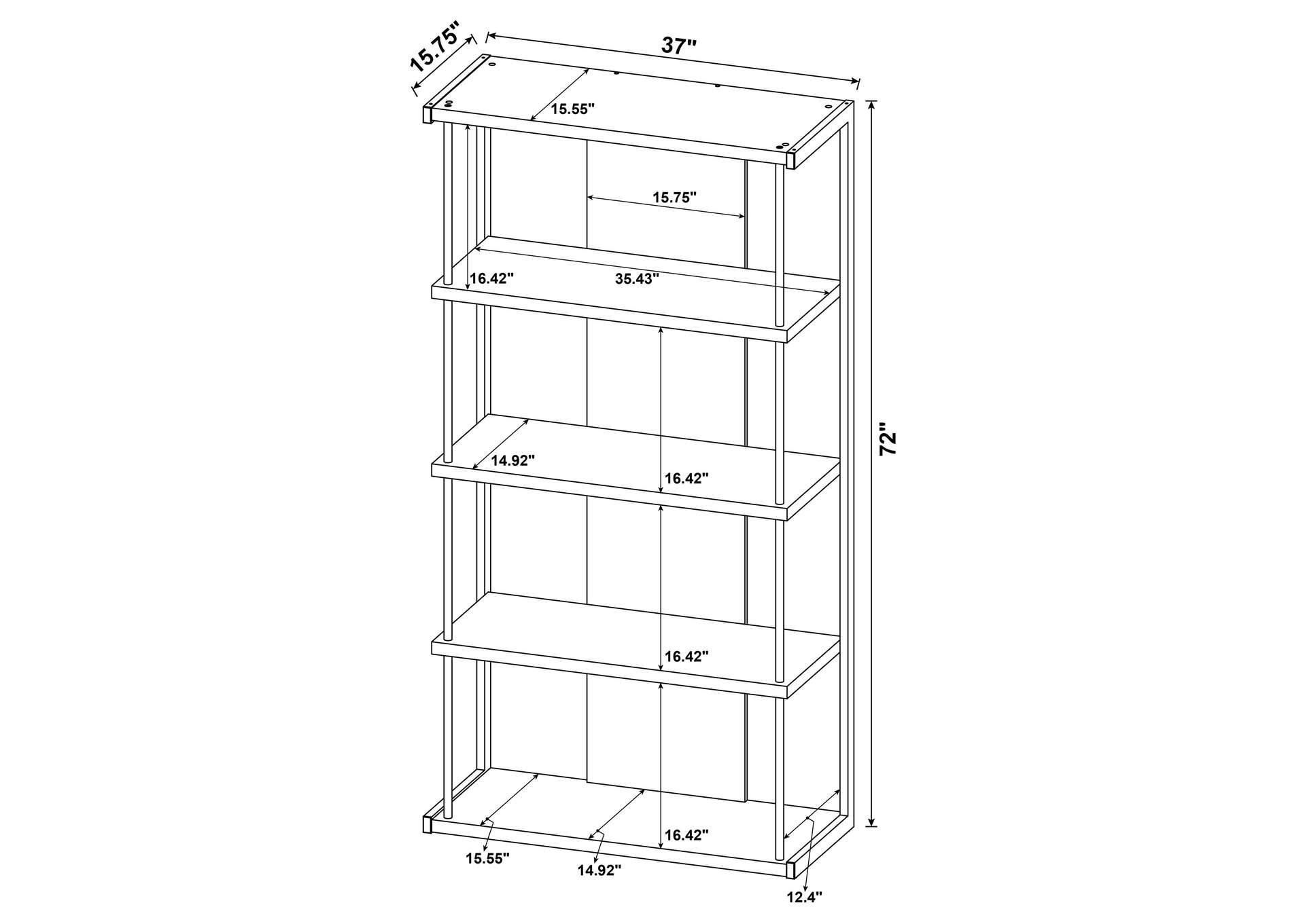 Loomis 4-shelf Bookcase Whitewashed Grey,Coaster Furniture