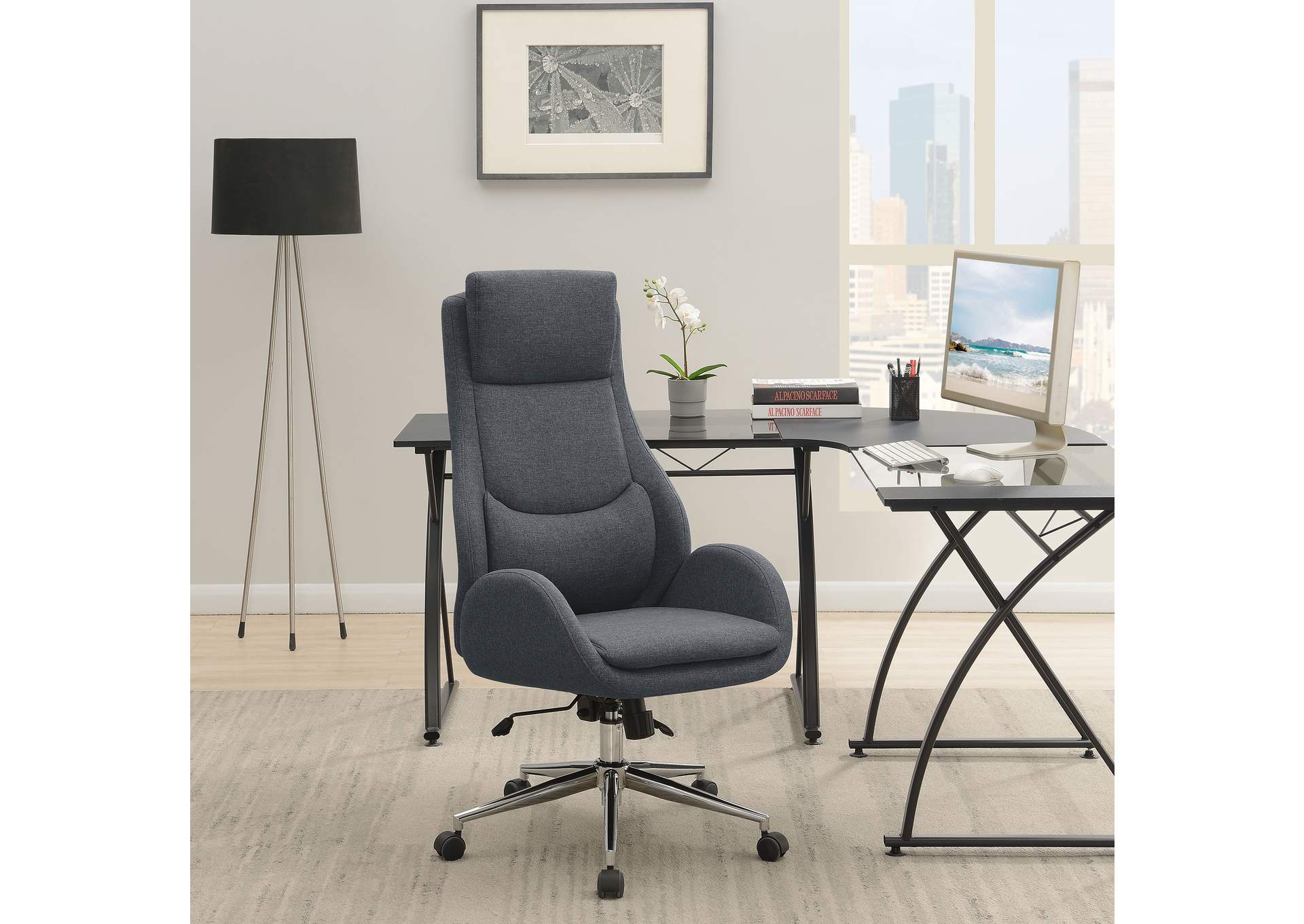 Cruz Upholstered Office Chair with Padded Seat Grey and Chrome,Coaster Furniture