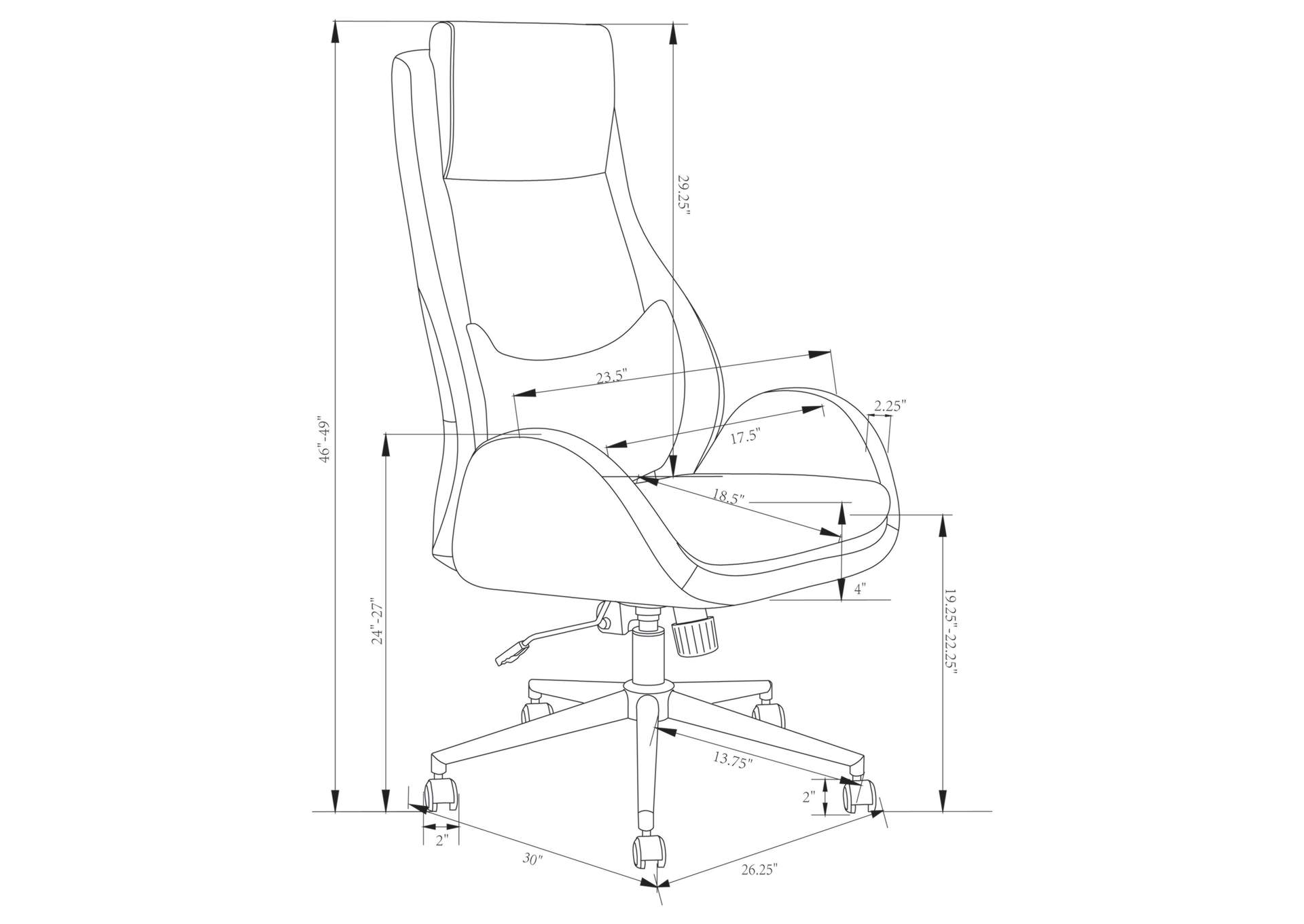 Cruz Upholstered Office Chair with Padded Seat Grey and Chrome,Coaster Furniture