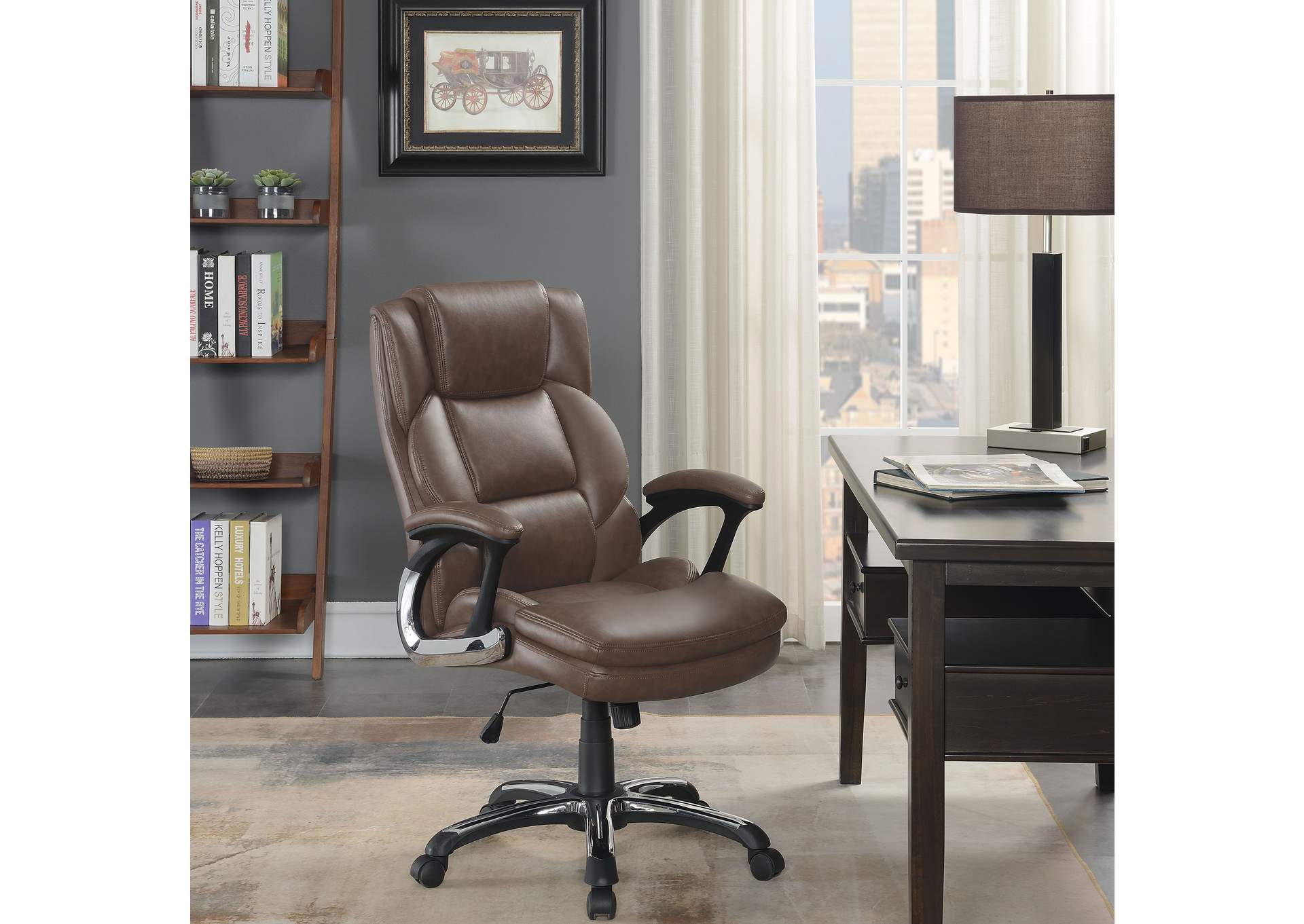 Nerris Adjustable Height Office Chair with Padded Arm Brown and Black,Coaster Furniture