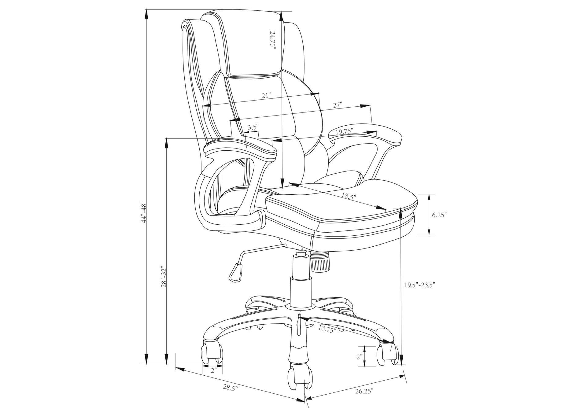 Nerris Adjustable Height Office Chair with Padded Arm Brown and Black,Coaster Furniture