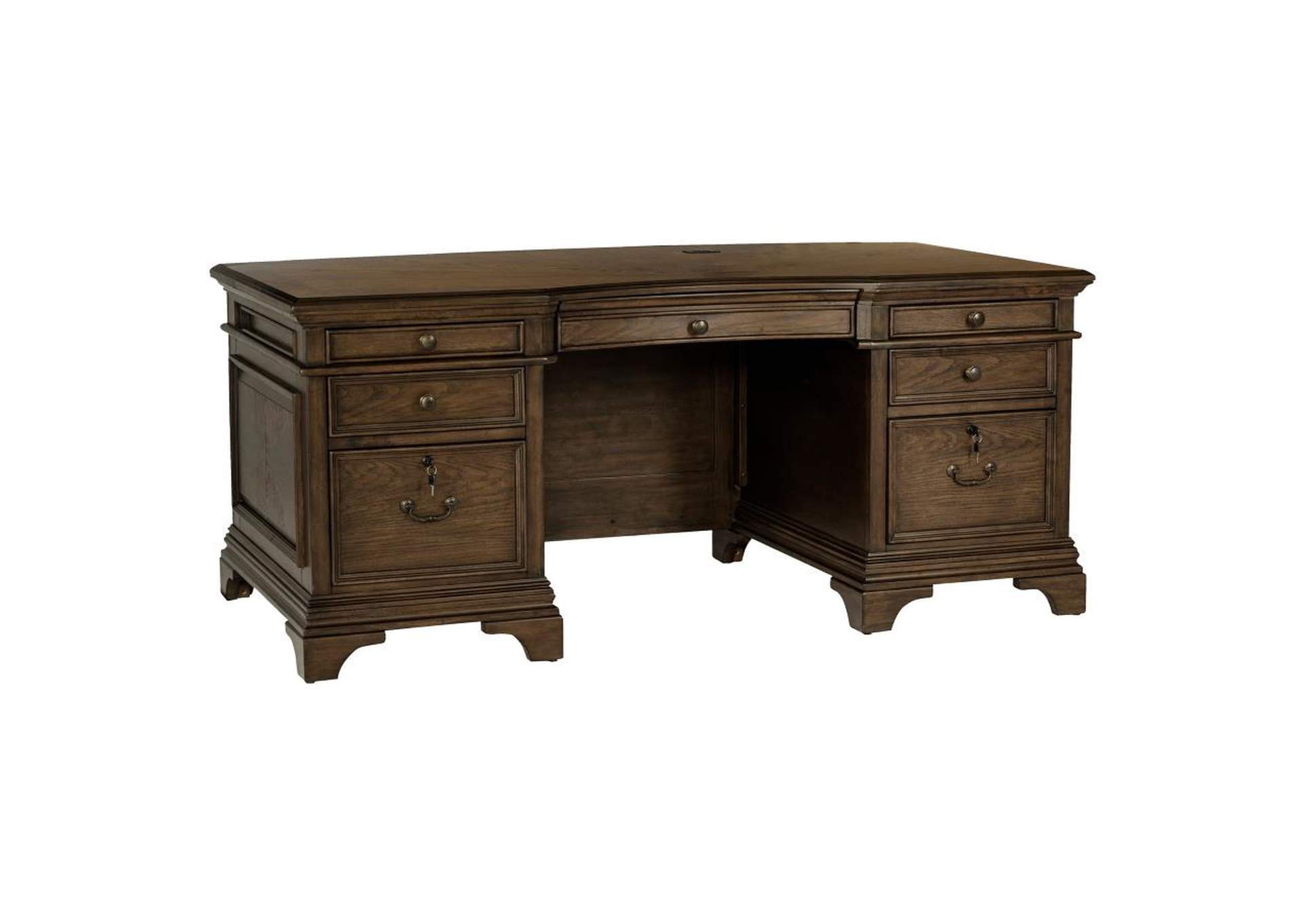 Hartshill Executive Desk with File Cabinets Burnished Oak,Coaster Furniture