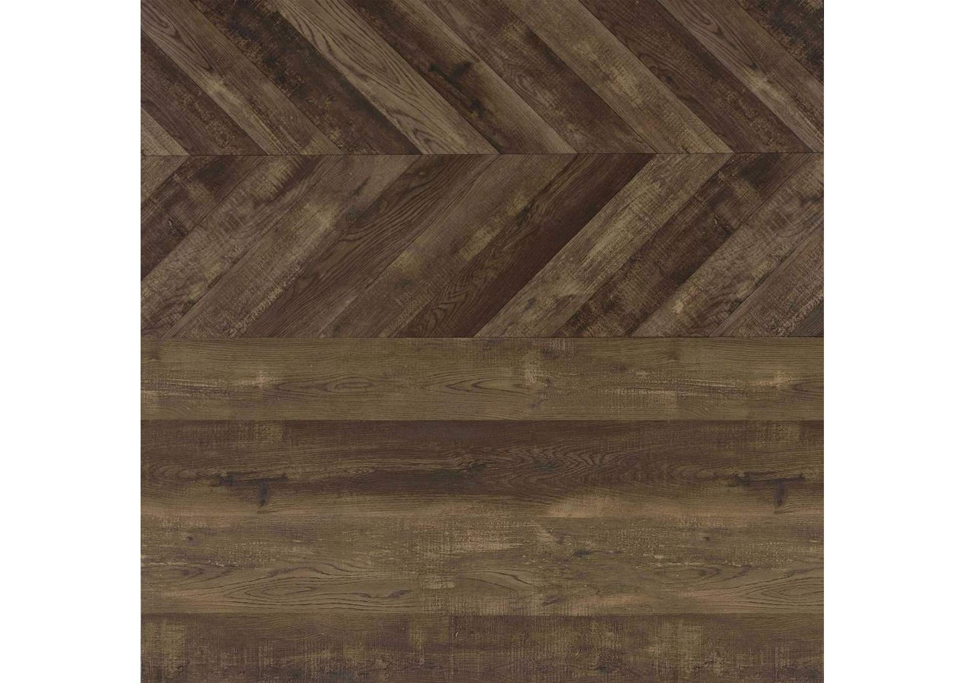 Millbrook 2Drawer Writing Desk Rustic Oak Herringbone And Gunmetal