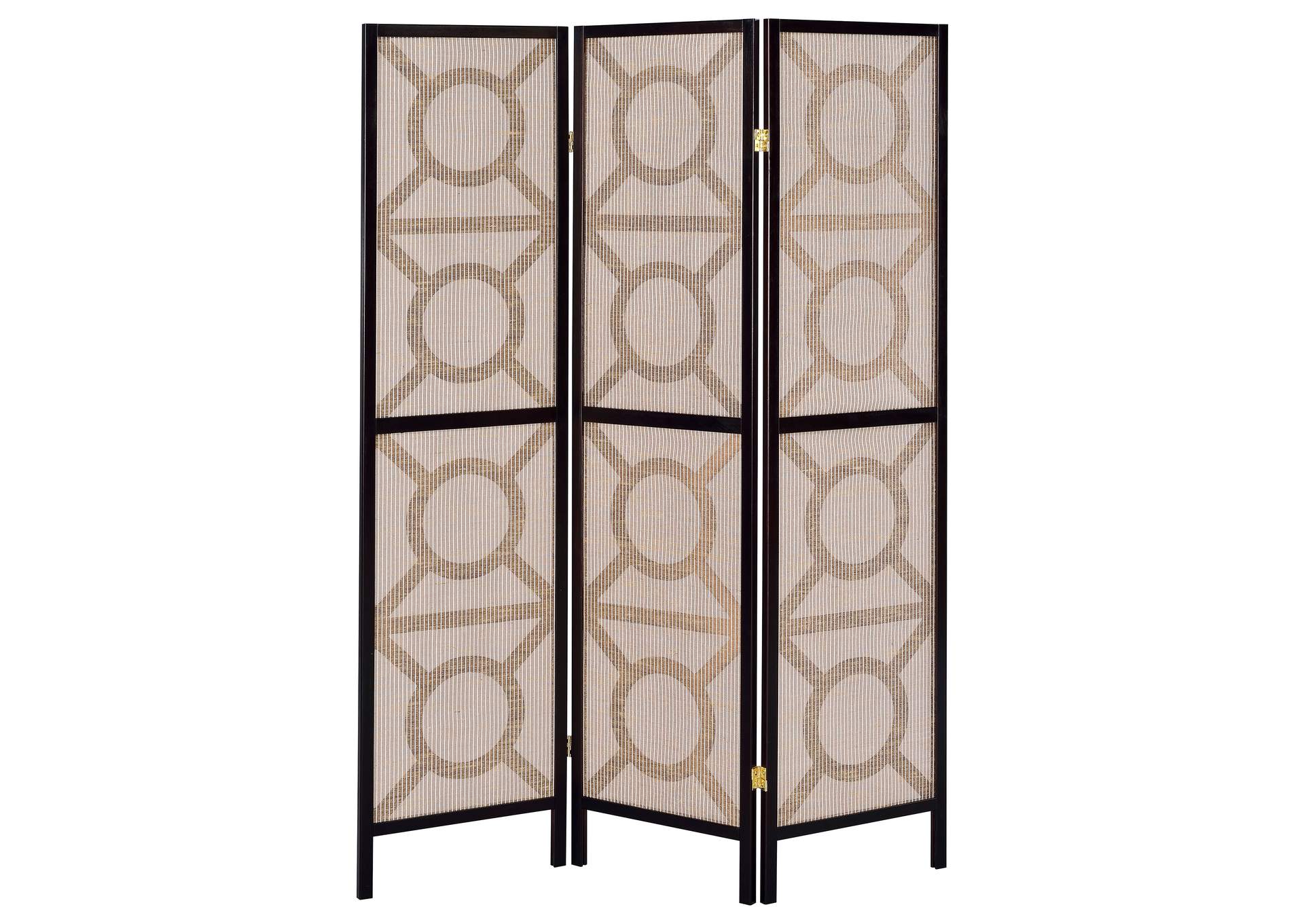 Vulcan 3-panel Geometric Folding Screen Tan and Cappuccino,Coaster Furniture
