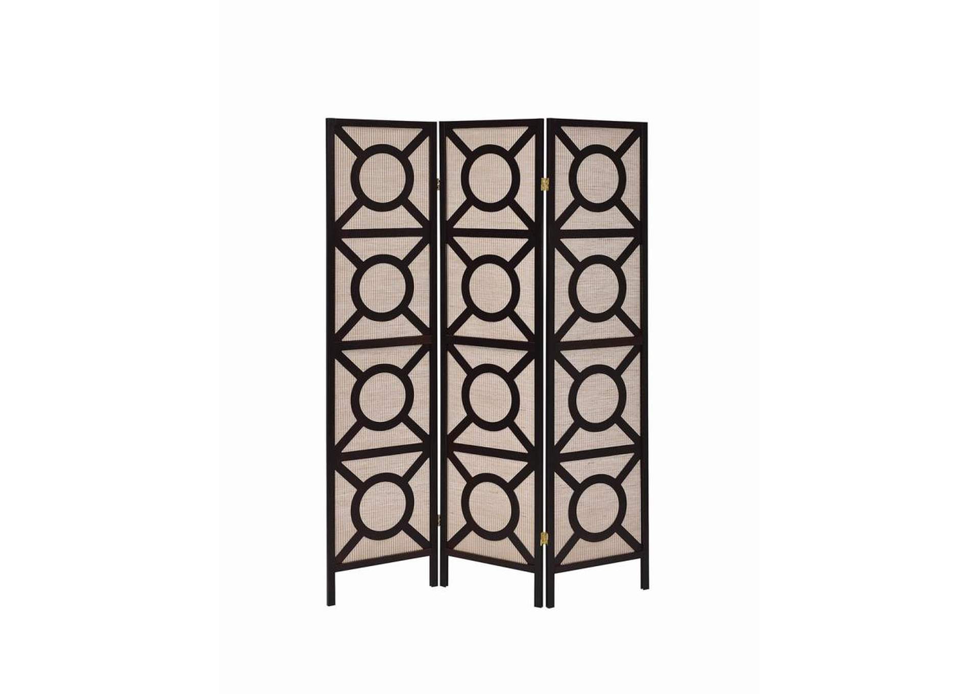 Vulcan 3-panel Geometric Folding Screen Tan and Cappuccino,Coaster Furniture