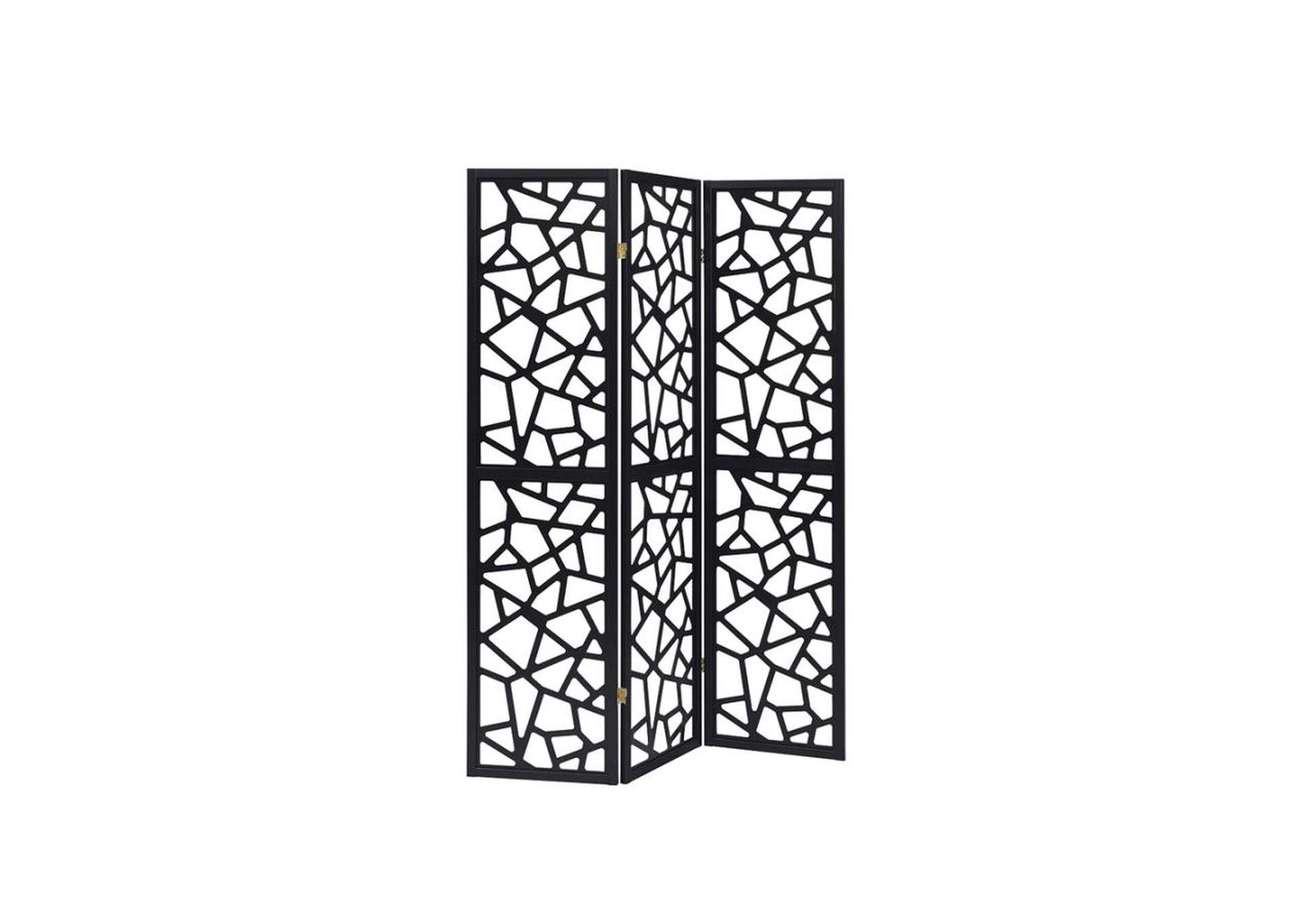 Nailan 3-Panel Open Mosaic Pattern Room Divider Black,Coaster Furniture