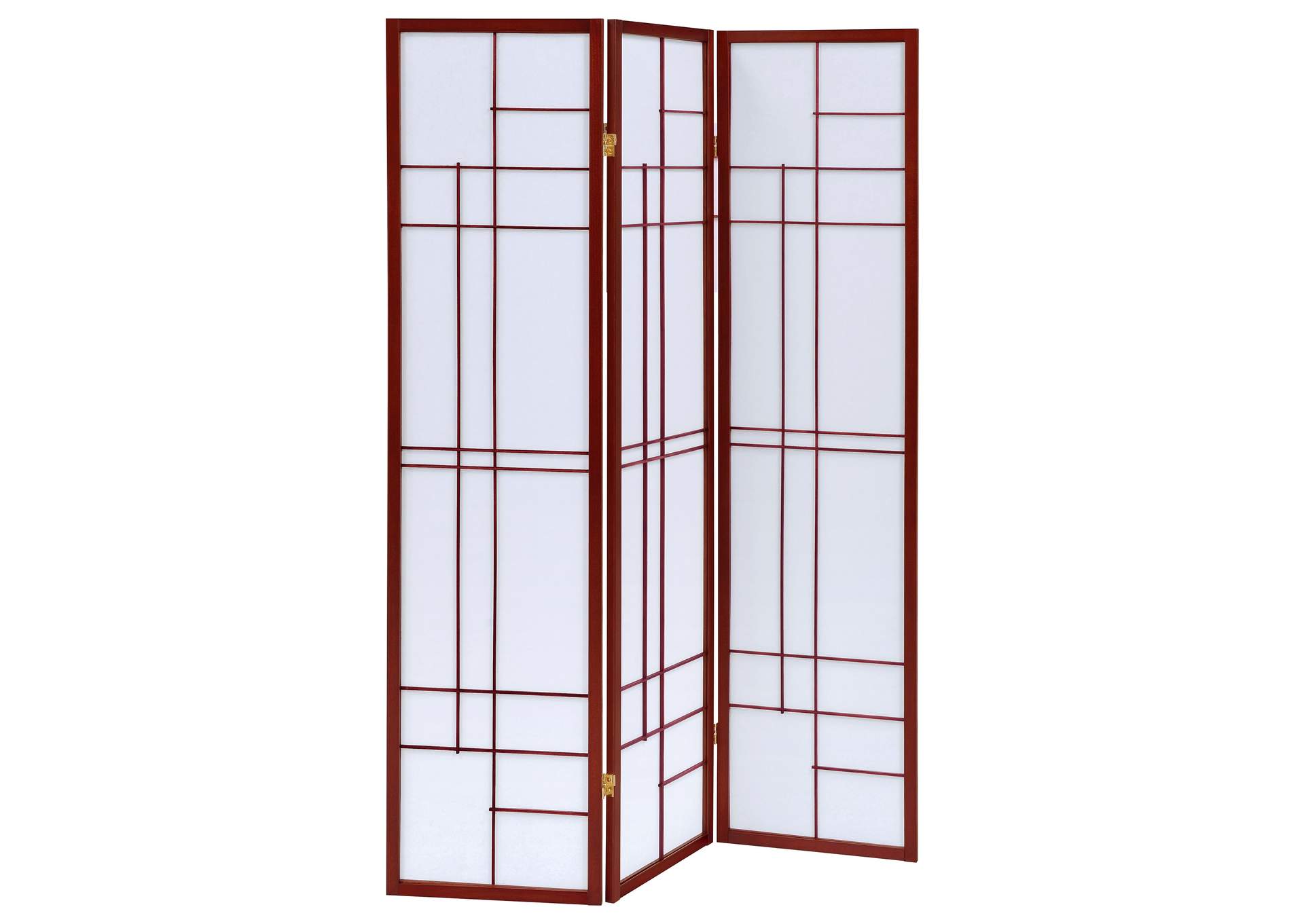 Katerina 3-panel Folding Floor Screen White and Cherry,Coaster Furniture