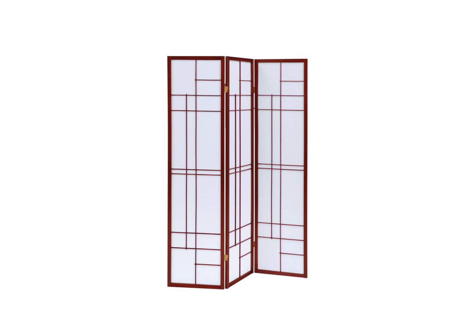 Katerina 3-Panel Folding Floor Screen White And Cherry,Coaster Furniture