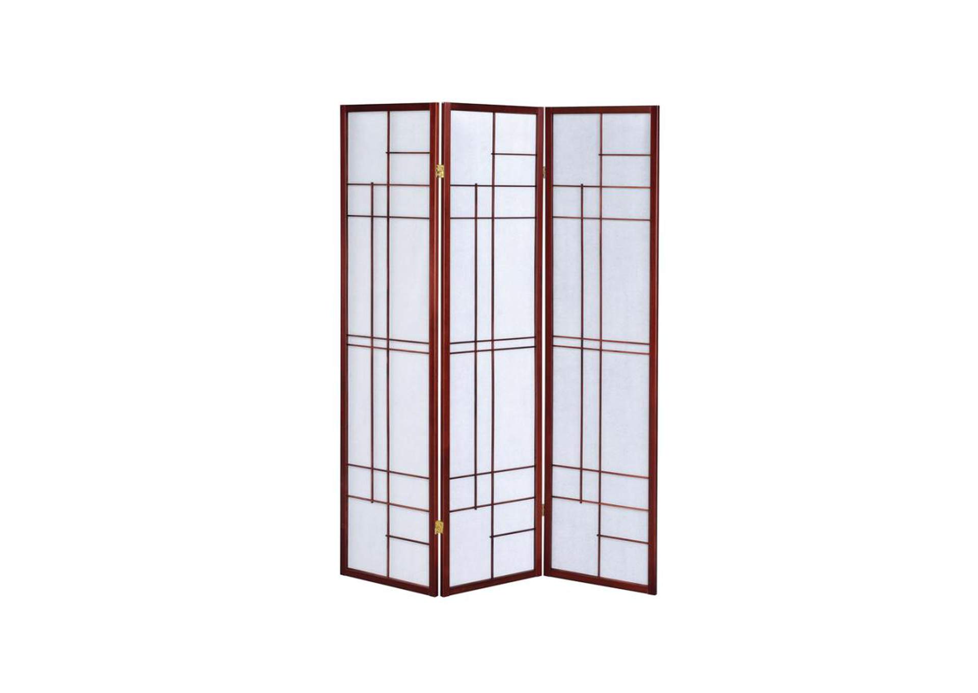Katerina 3-Panel Folding Floor Screen White And Cherry,Coaster Furniture