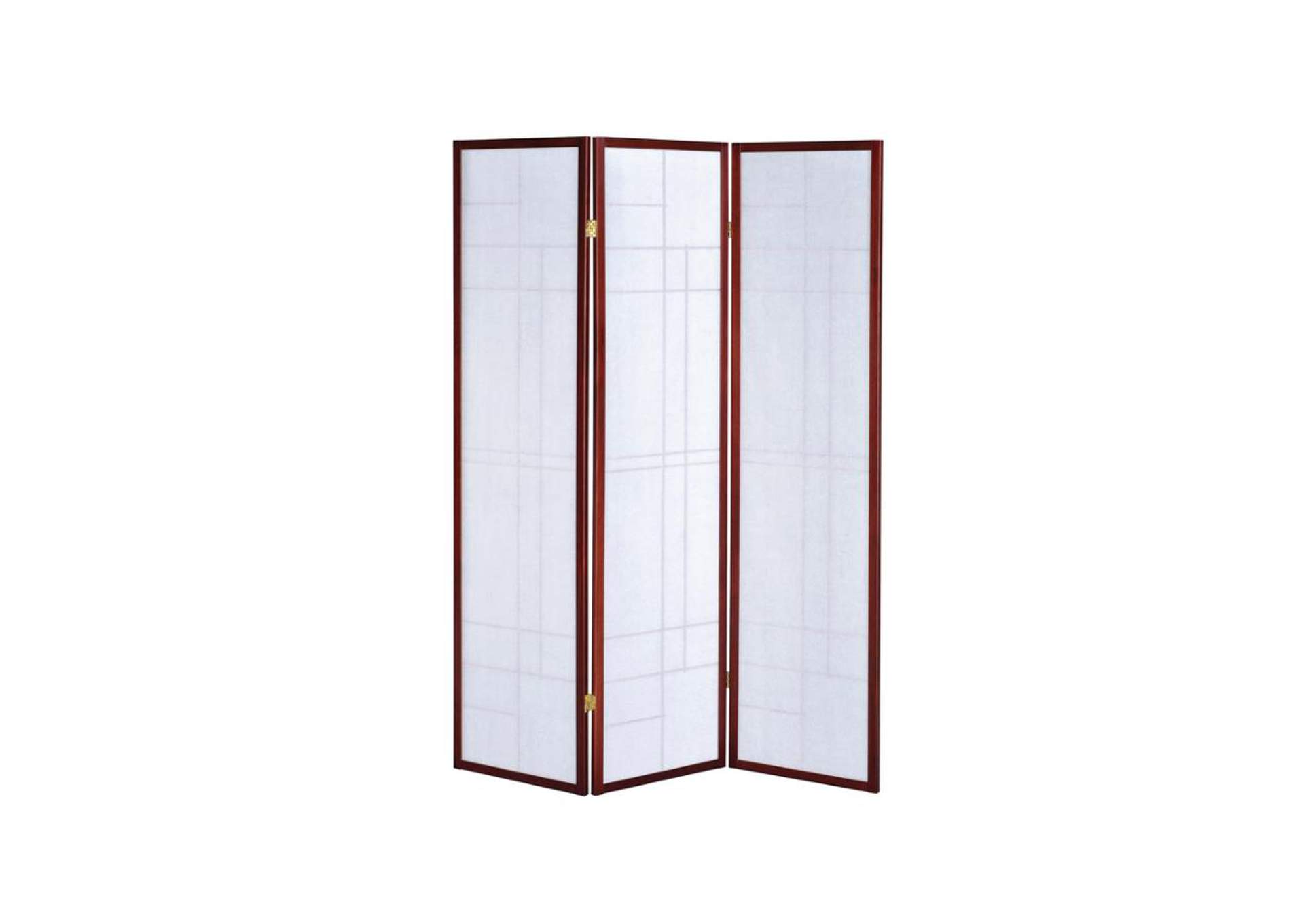 3-panel Folding Floor Screen White and Cherry,Coaster Furniture