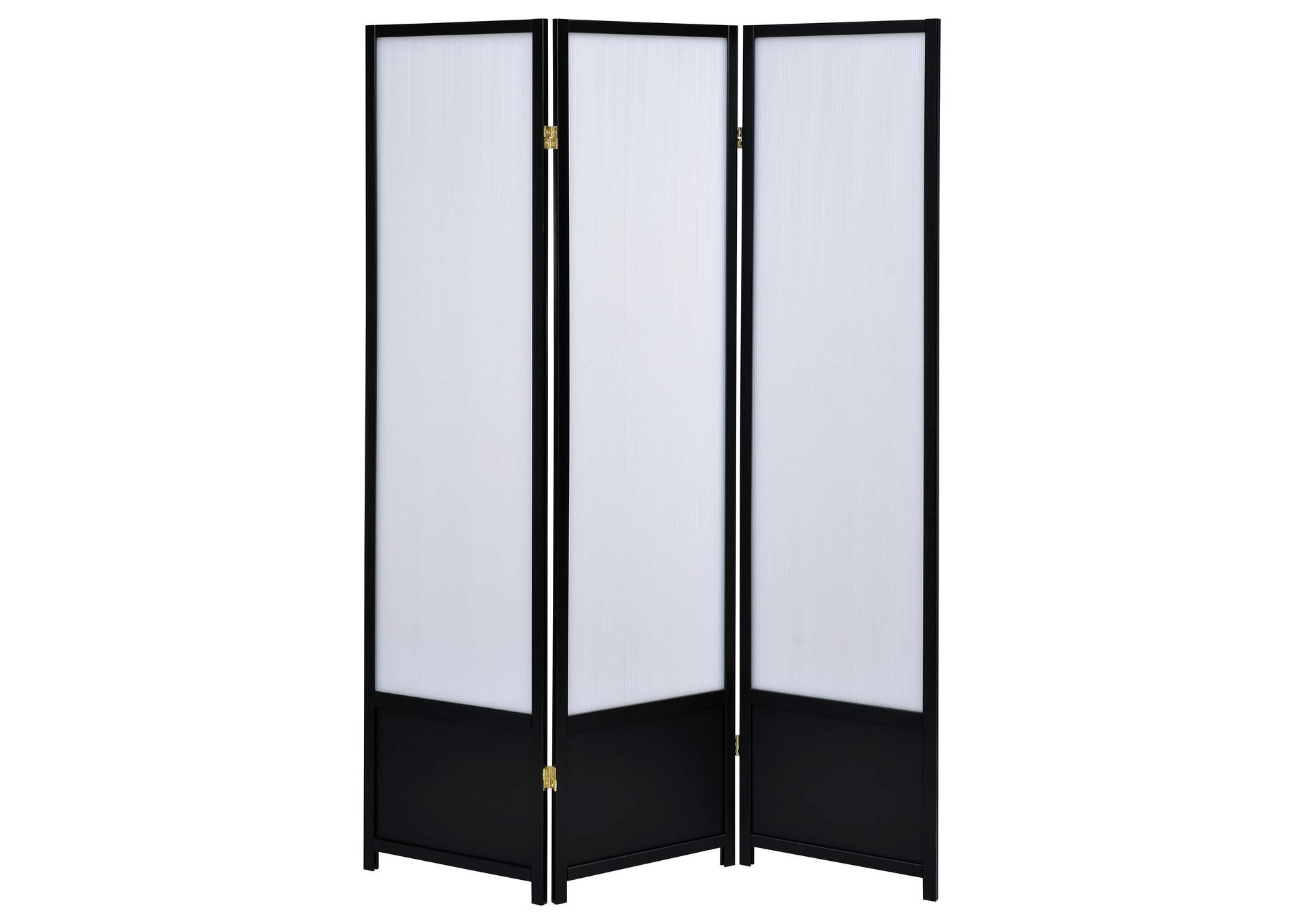 Calix 3-panel Folding Floor Screen Translucent and Black,Coaster Furniture