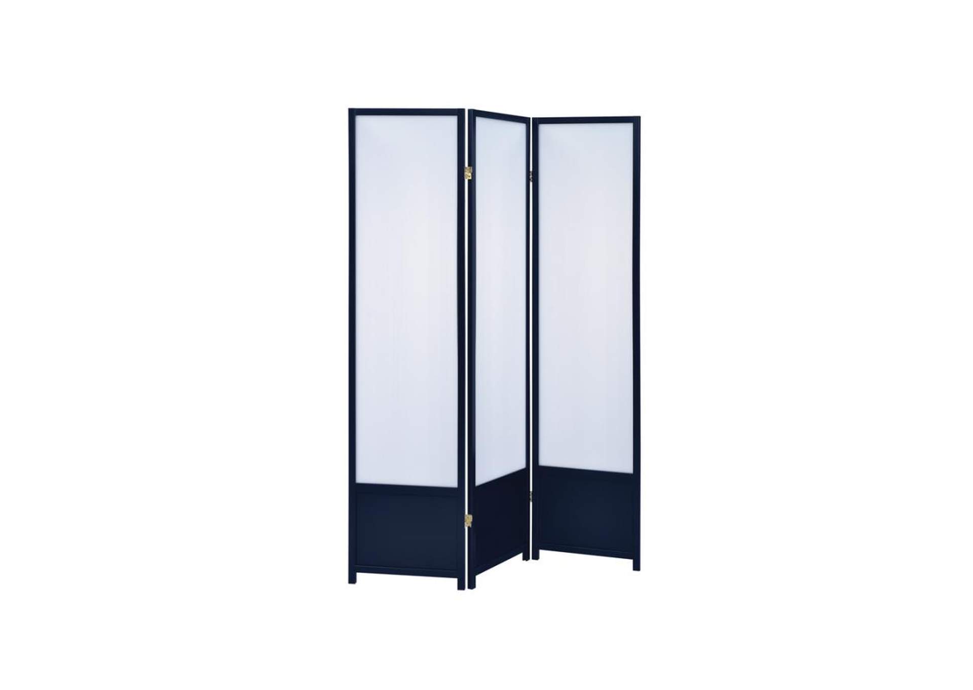 Calix 3-panel Folding Floor Screen Translucent and Black,Coaster Furniture