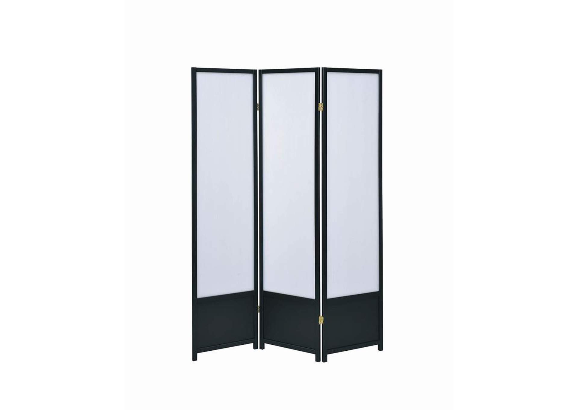 3-panel Folding Floor Screen Translucent and Black,Coaster Furniture