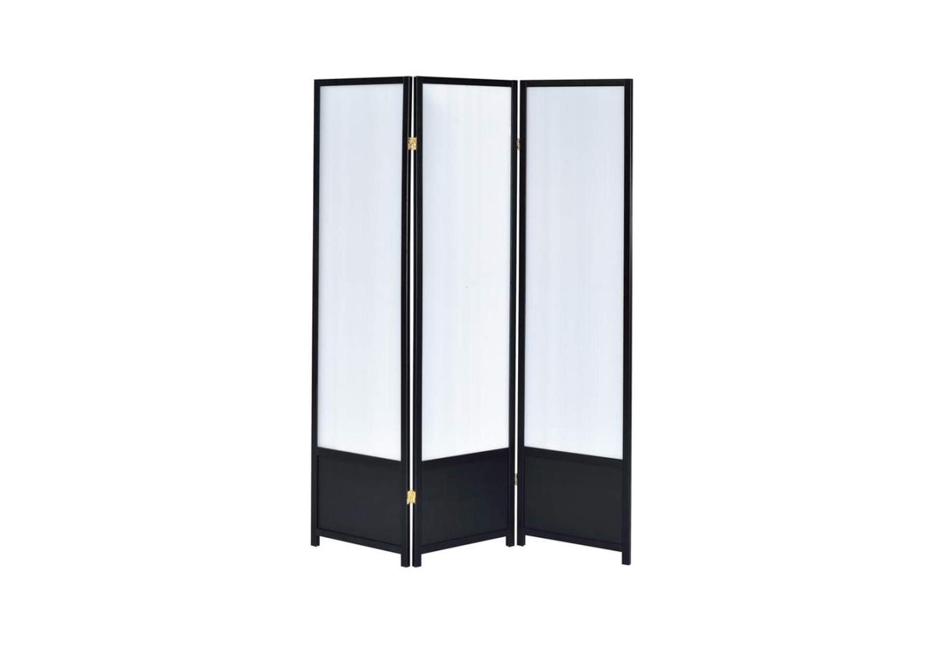 Calix 3-Panel Folding Floor Screen Translucent And Black,Coaster Furniture