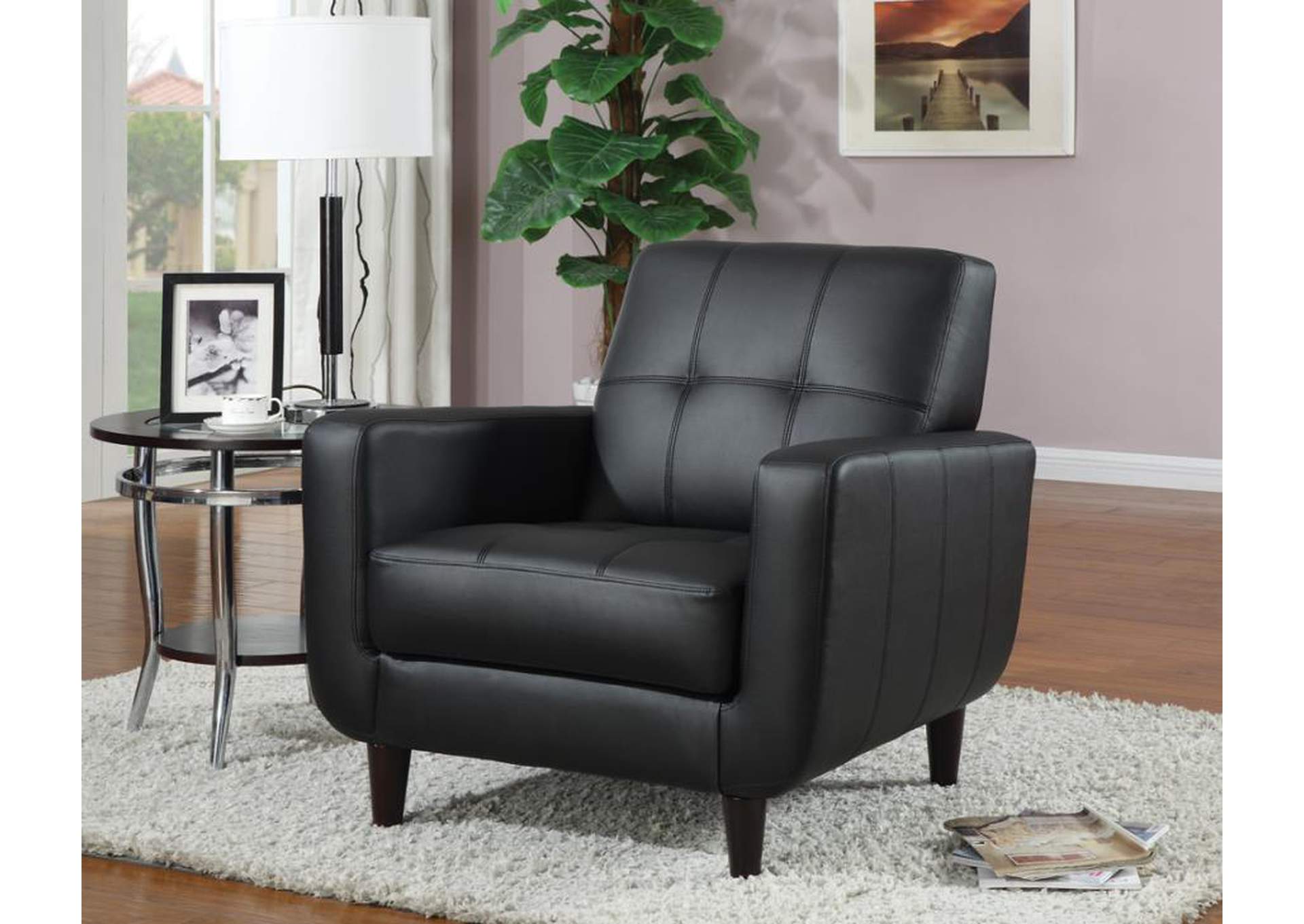 Aaron Padded Seat Accent Chair Black,Coaster Furniture