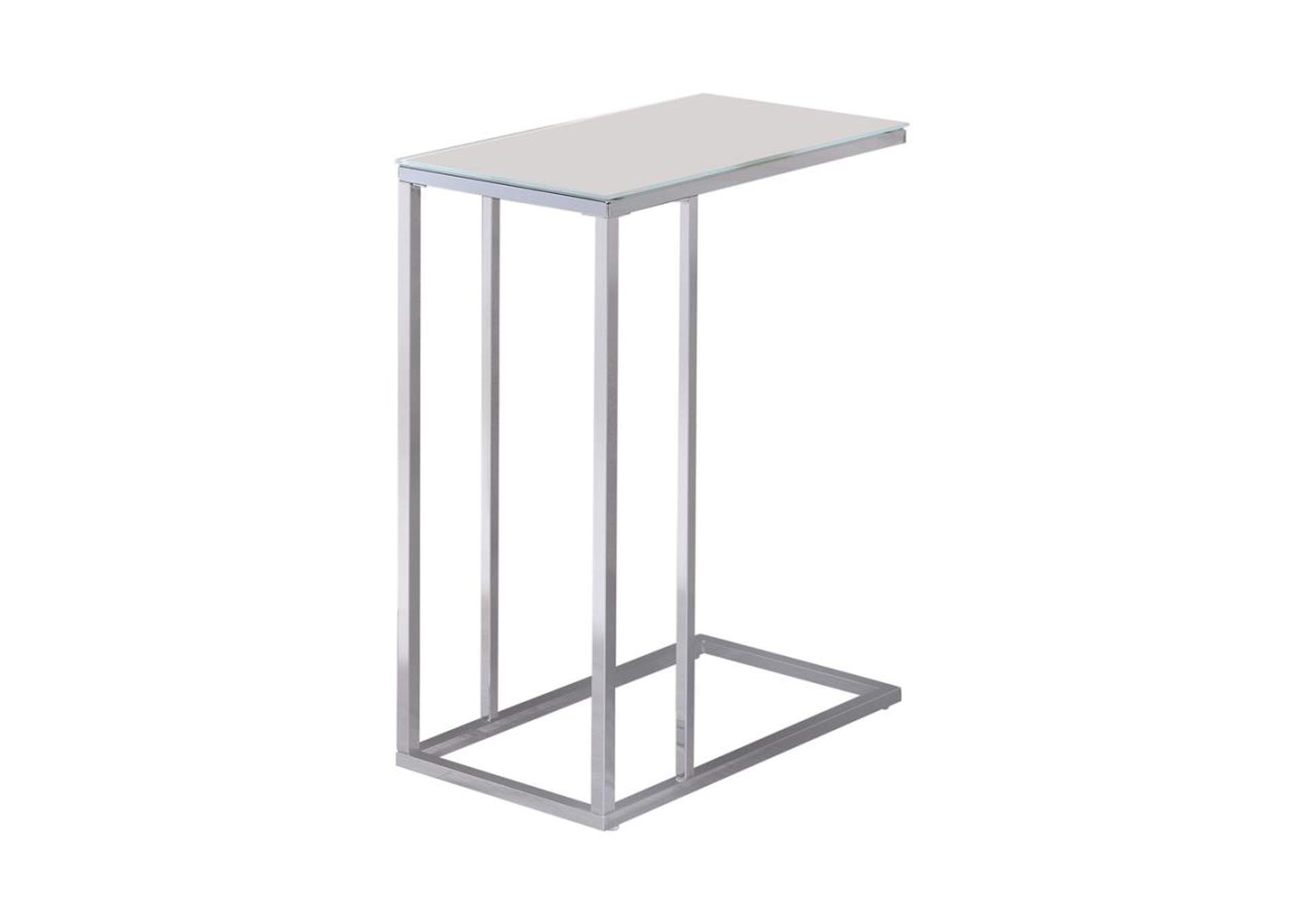 Stella Glass Top Accent Table Chrome And White,Coaster Furniture