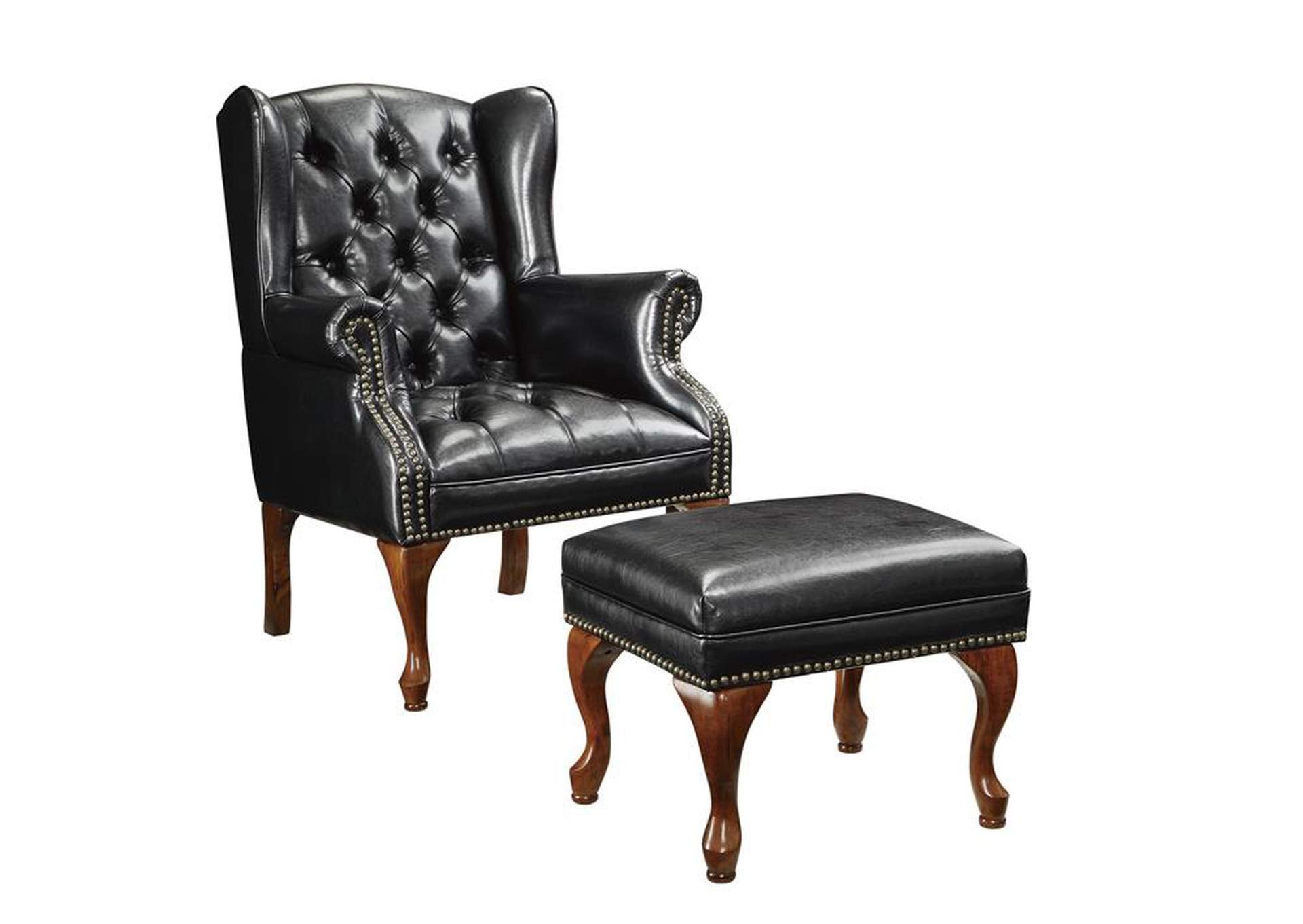 Espresso Traditional Espresso Accent Chair and Ottoman,Coaster Furniture