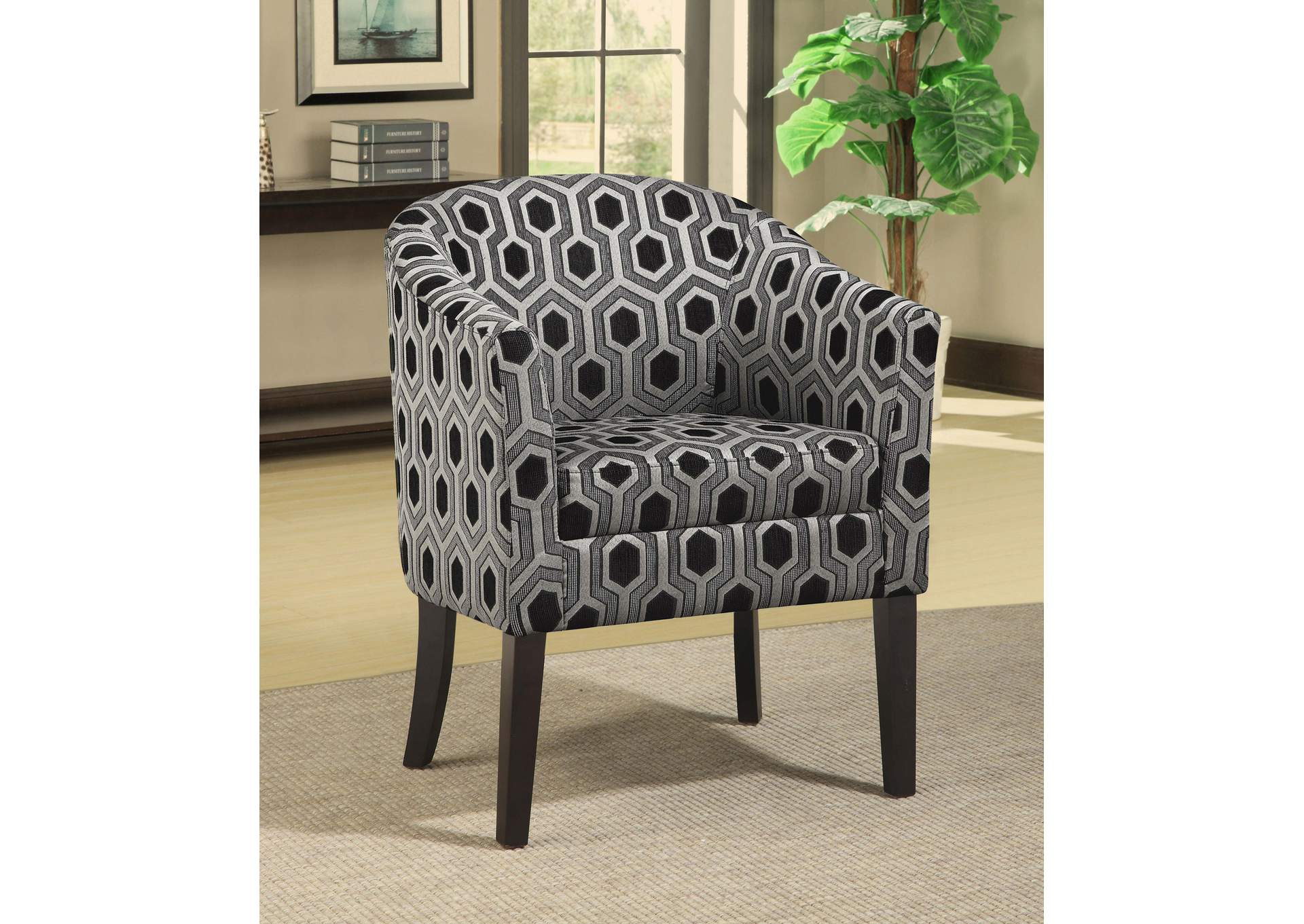 Jansen Hexagon Patterned Accent Chair Grey and Black,Coaster Furniture