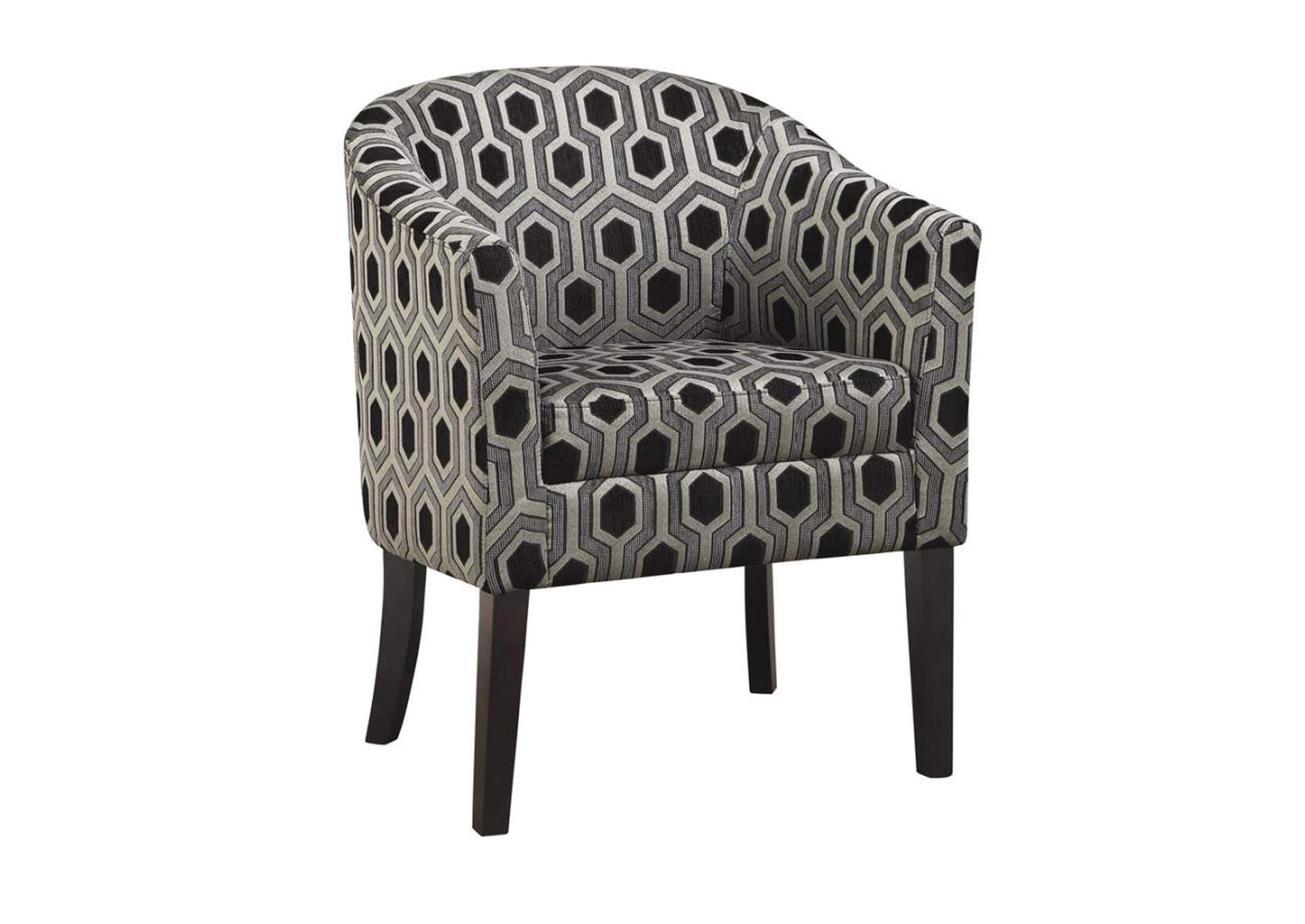 Jansen Hexagon Patterned Accent Chair Grey And Black,Coaster Furniture