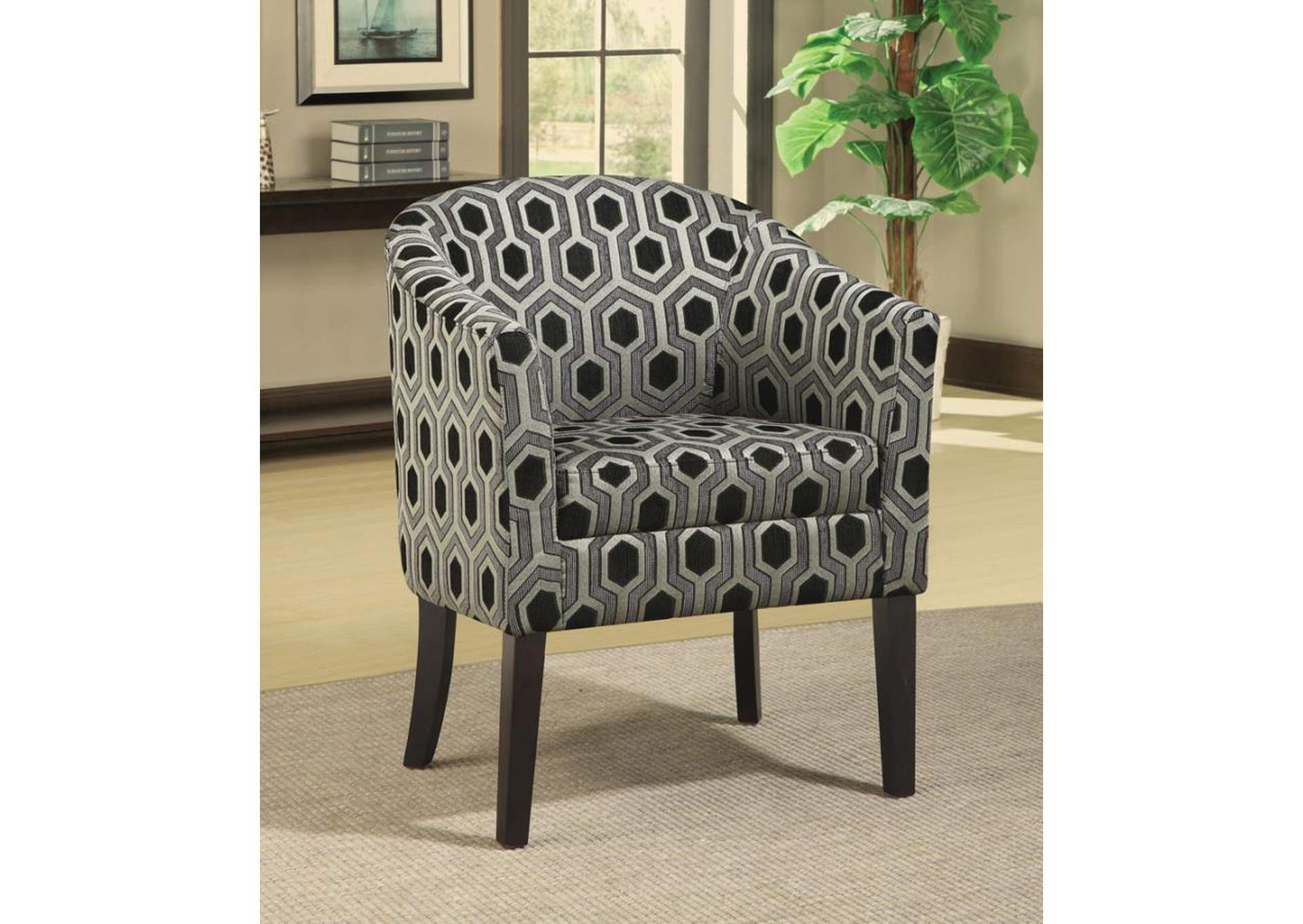 Jansen Hexagon Patterned Accent Chair Grey and Black,Coaster Furniture