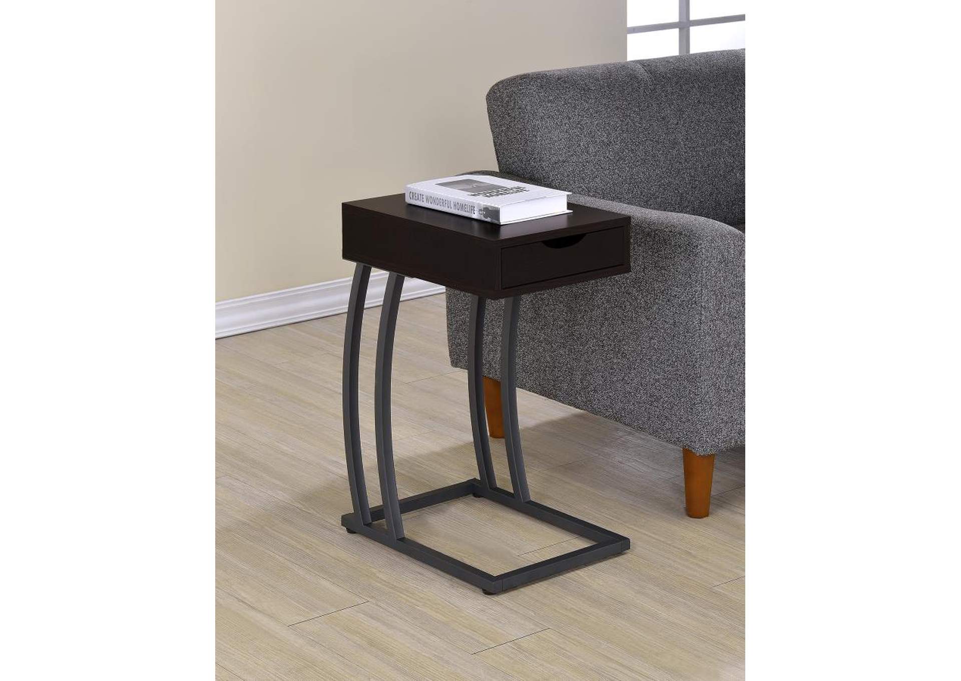 Troy Accent Table With Power Outlet Cappuccino,Coaster Furniture