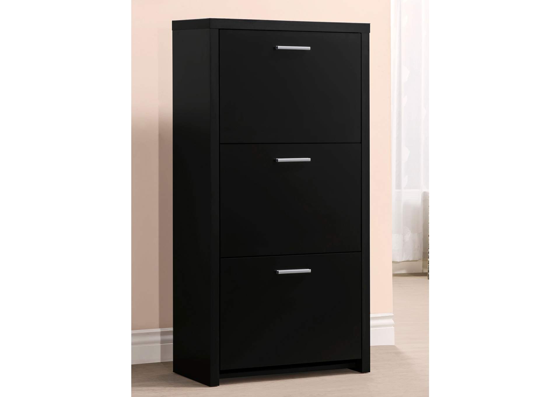 Vivian 3-drawer Shoe Cabinet Black,Coaster Furniture
