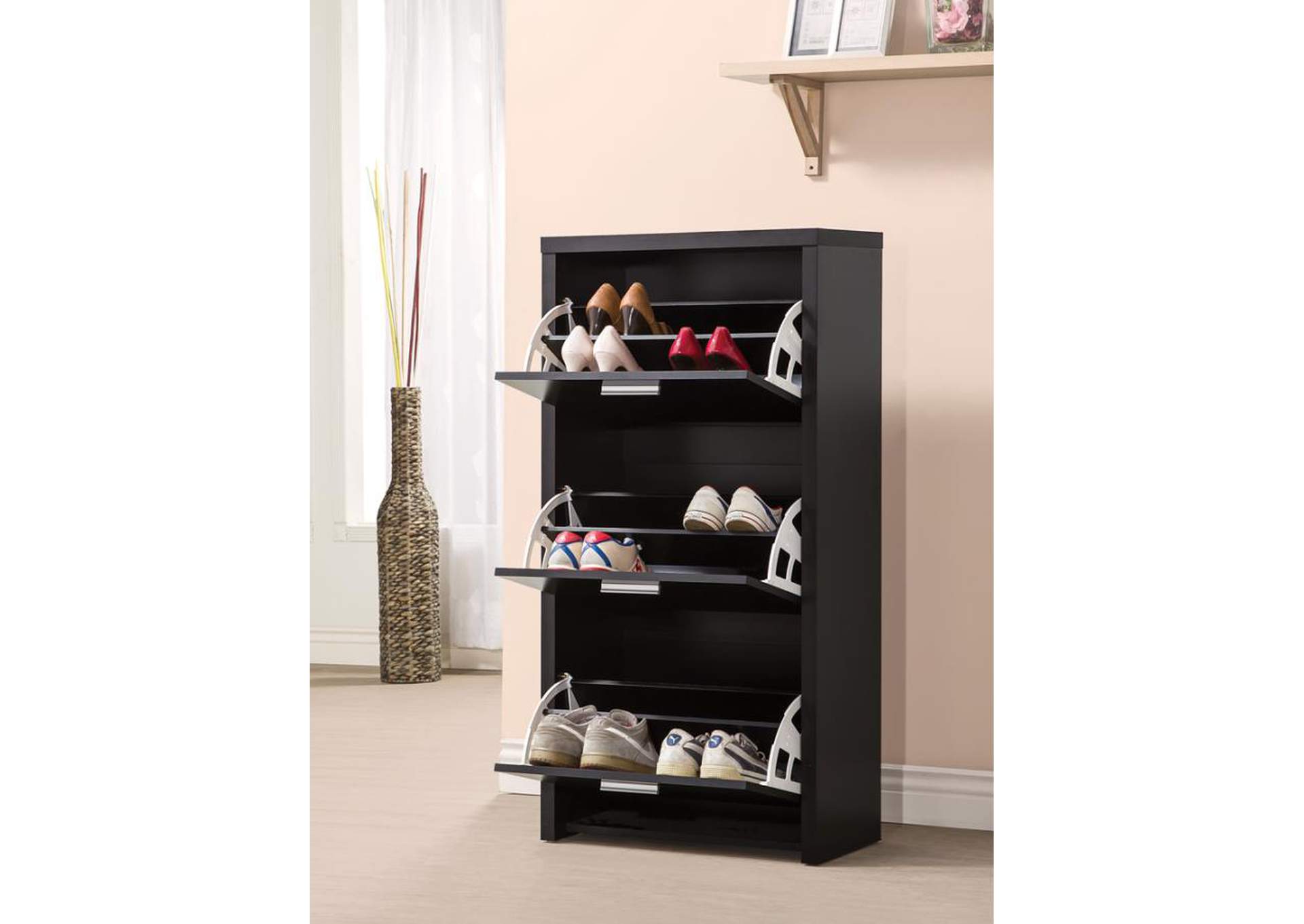 Vivian 3-drawer Shoe Cabinet Black,Coaster Furniture
