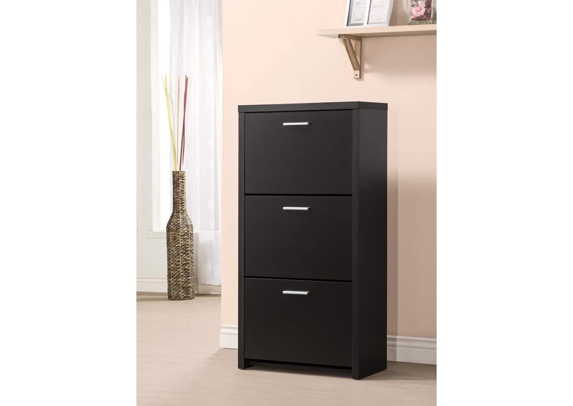 3-drawer Shoe Cabinet Black,Coaster Furniture