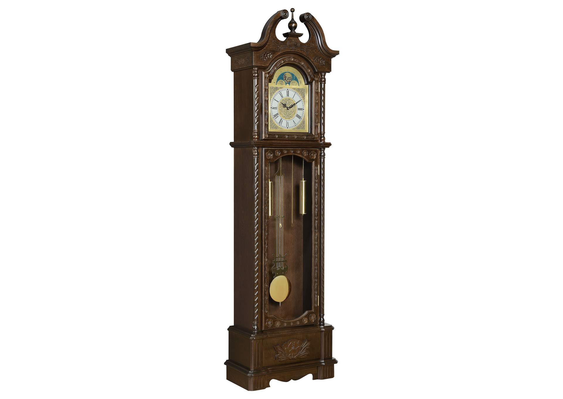 Cedric Grandfather Clock with Chime Golden Brown,Coaster Furniture