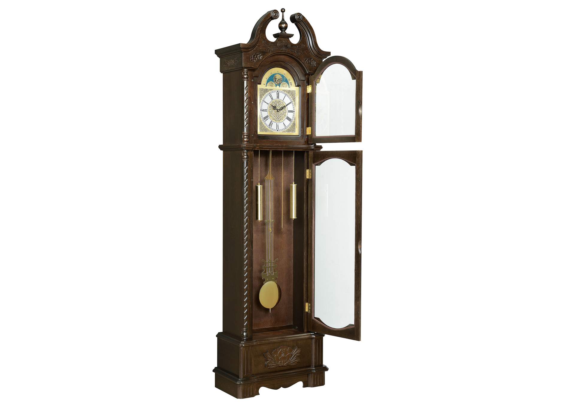 Cedric Grandfather Clock with Chime Golden Brown,Coaster Furniture
