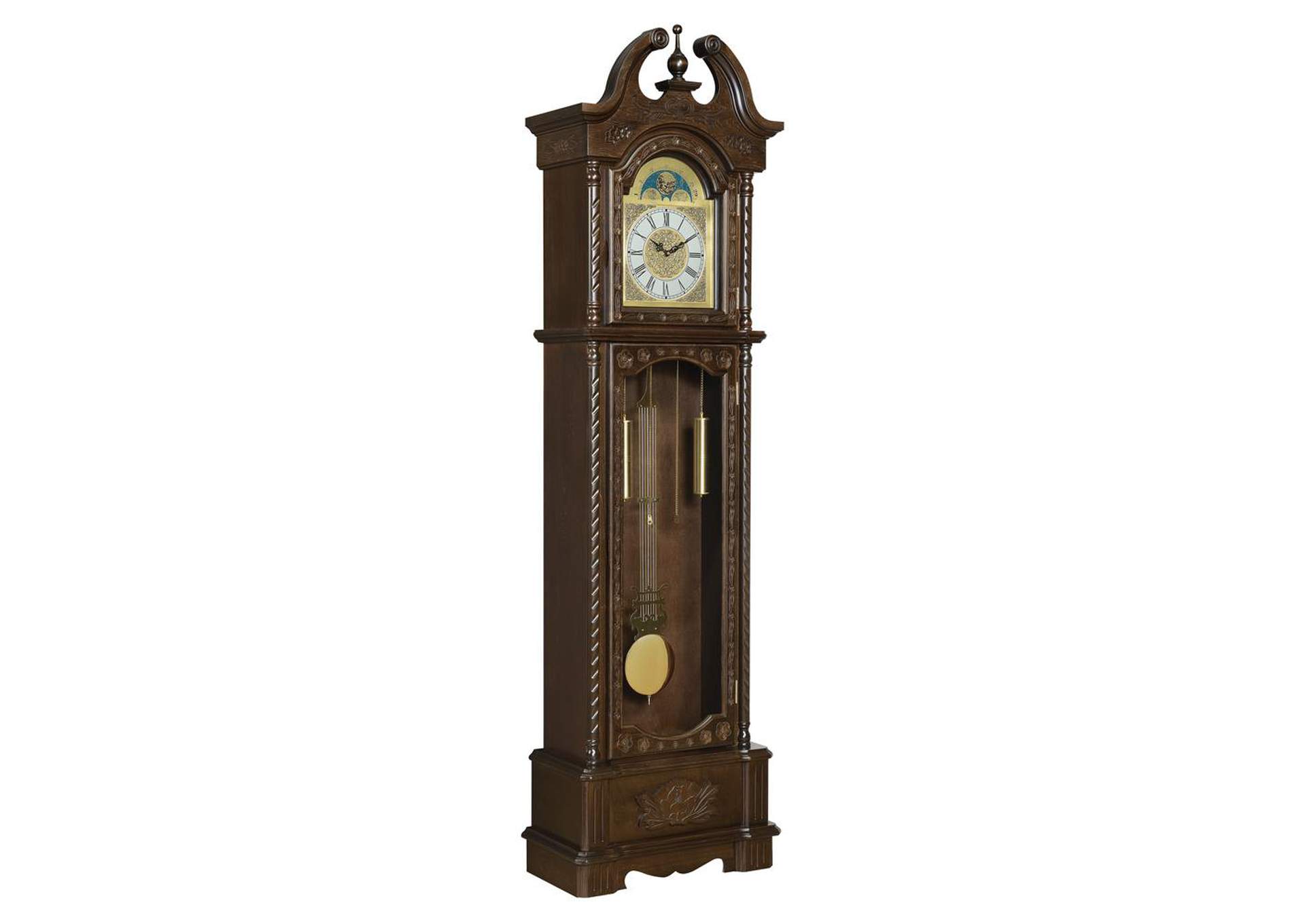 English Walnut Traditional Brown Grandfather Clock,Coaster Furniture