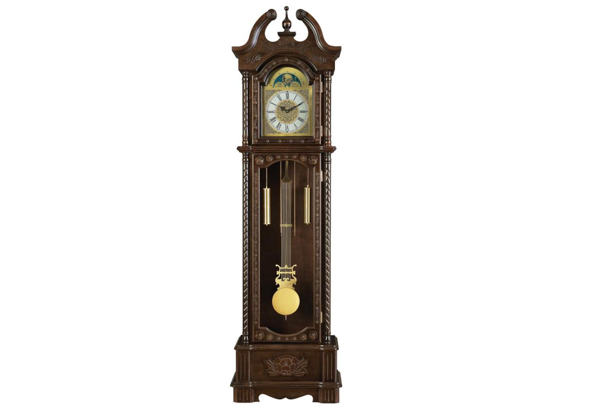 Cedric Grandfather Clock With Chime Golden Brown,Coaster Furniture