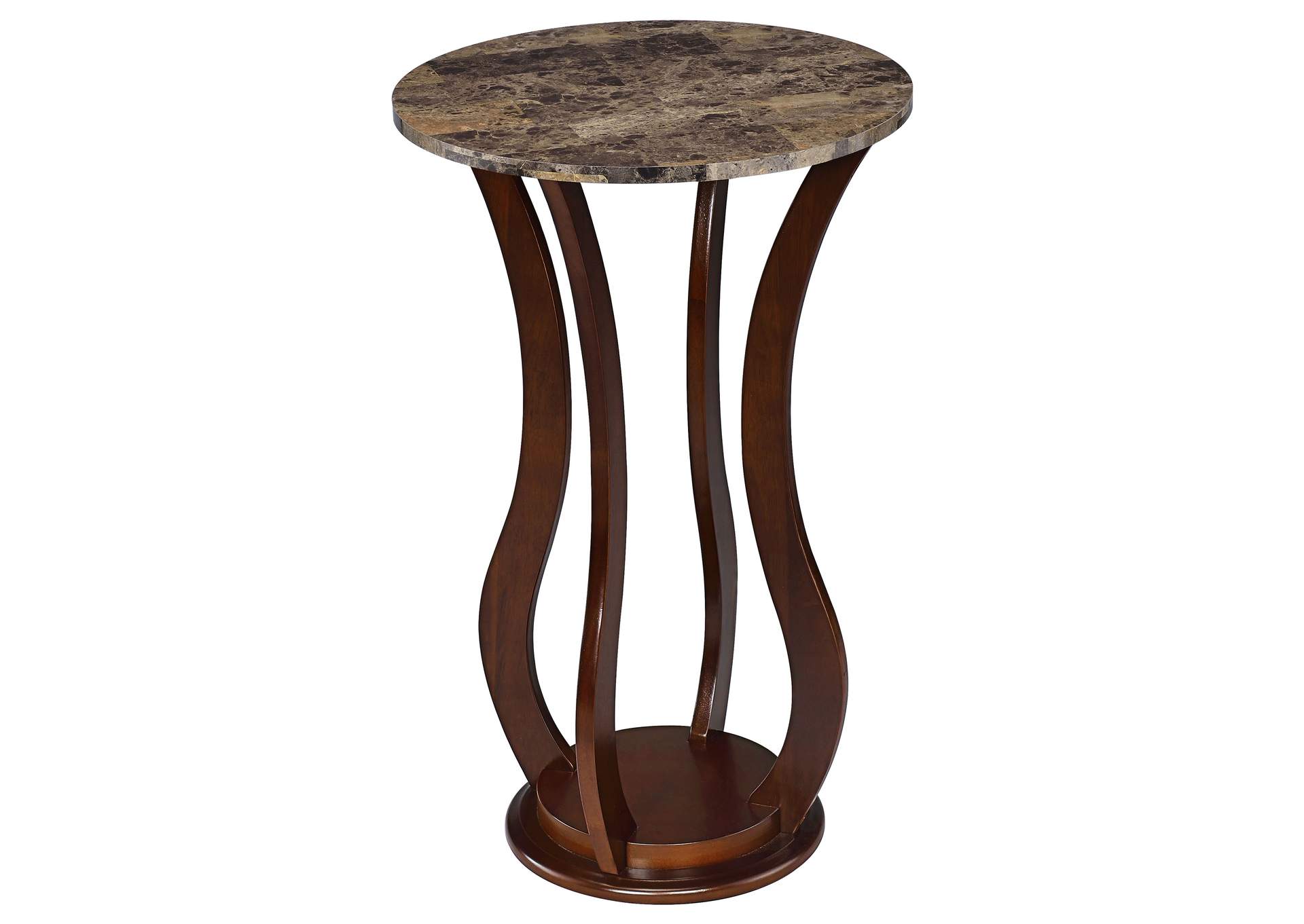 Elton Round Marble Top Accent Table Brown,Coaster Furniture