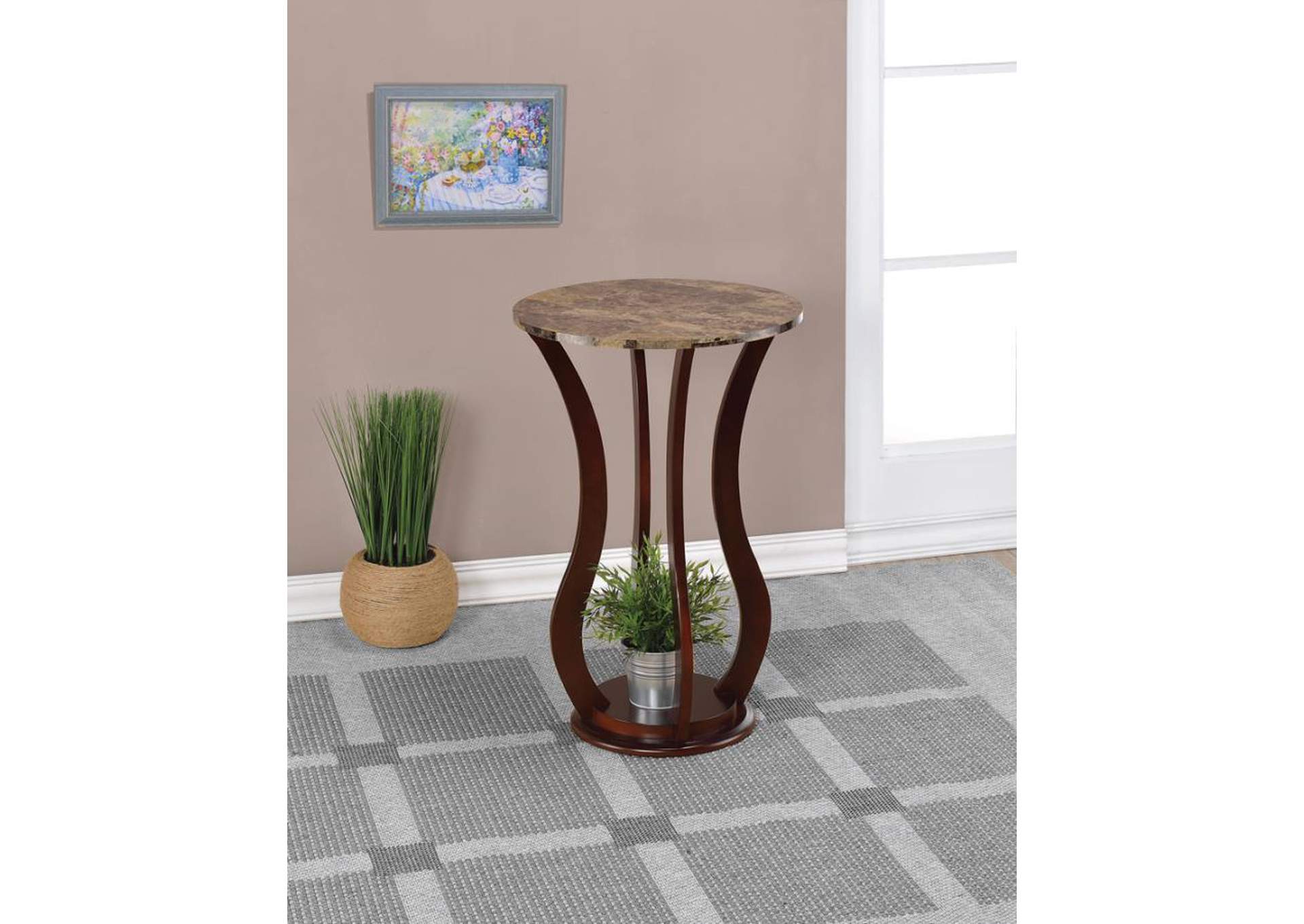 Elton Round Marble Top Accent Table Brown,Coaster Furniture