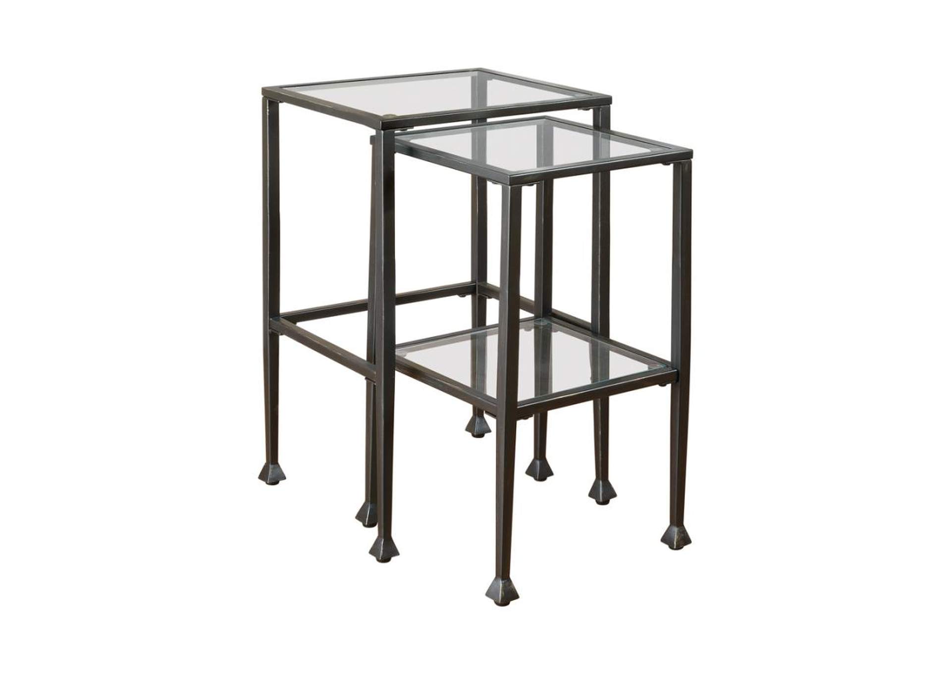Leilani 2-piece Glass Top Nesting Tables Black,Coaster Furniture