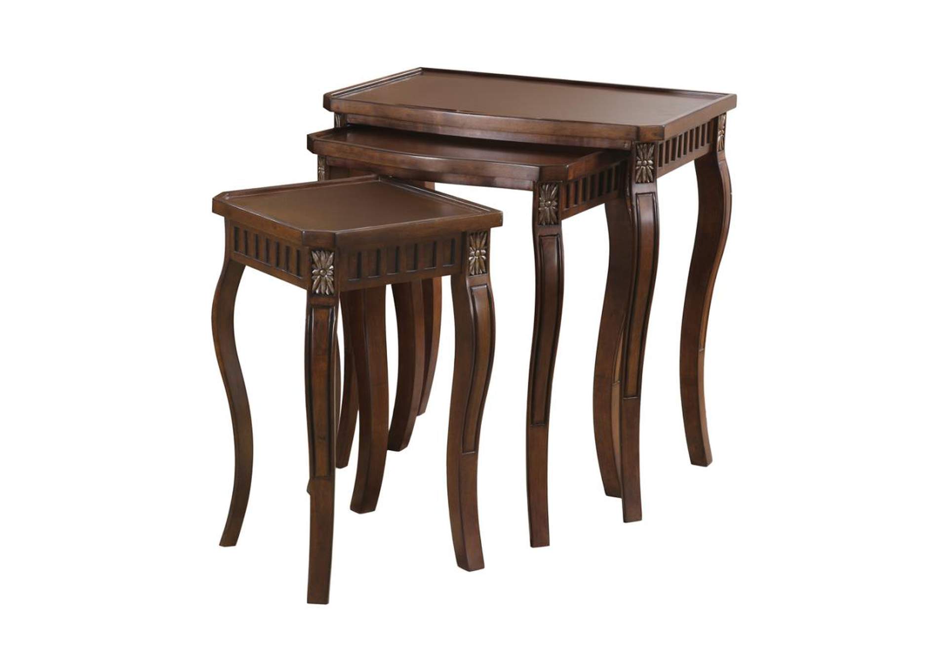 Daphne 3-Piece Curved Leg Nesting Tables Warm Brown,Coaster Furniture