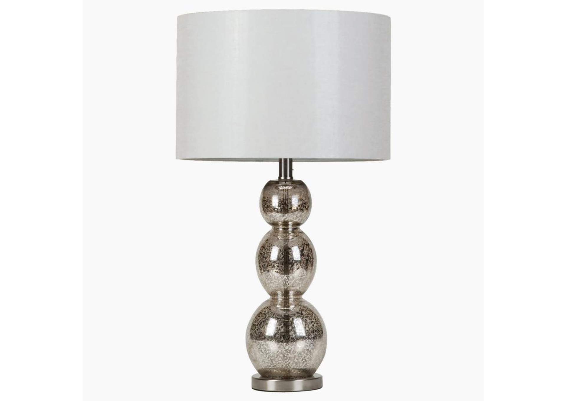 Drum Shade Table Lamp White and Antique Silver,Coaster Furniture